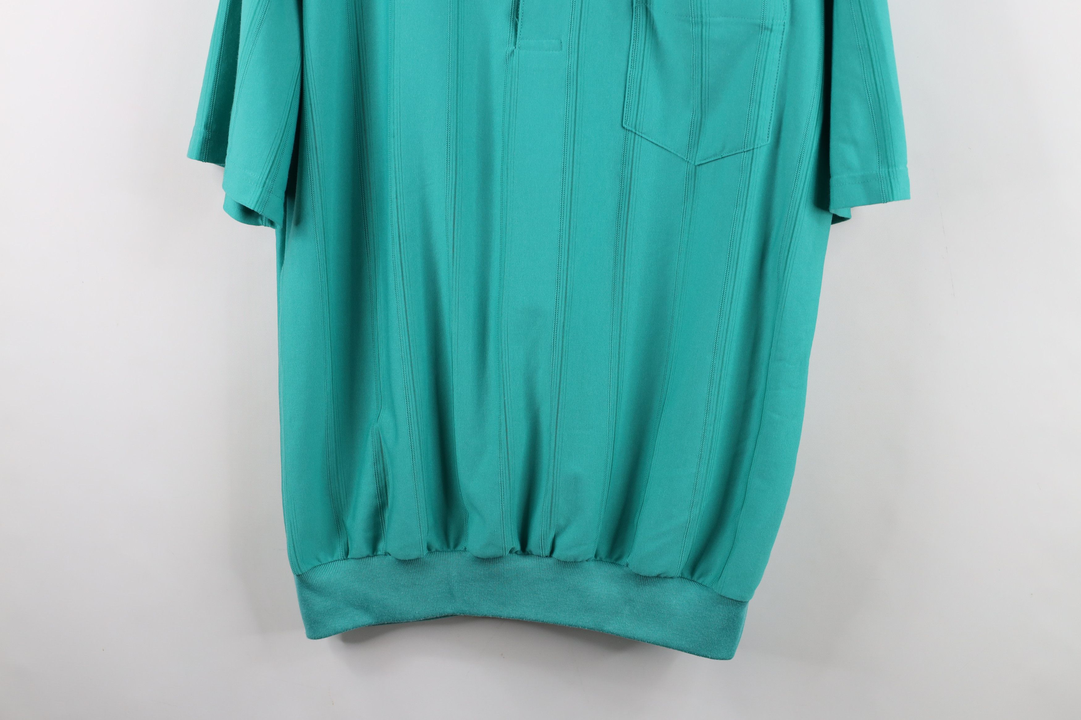 Vintage Vintage 90s Streetwear Striped Collared Pullover Polo Teal Size US L / EU 52-54 / 3 - 3 Thumbnail
