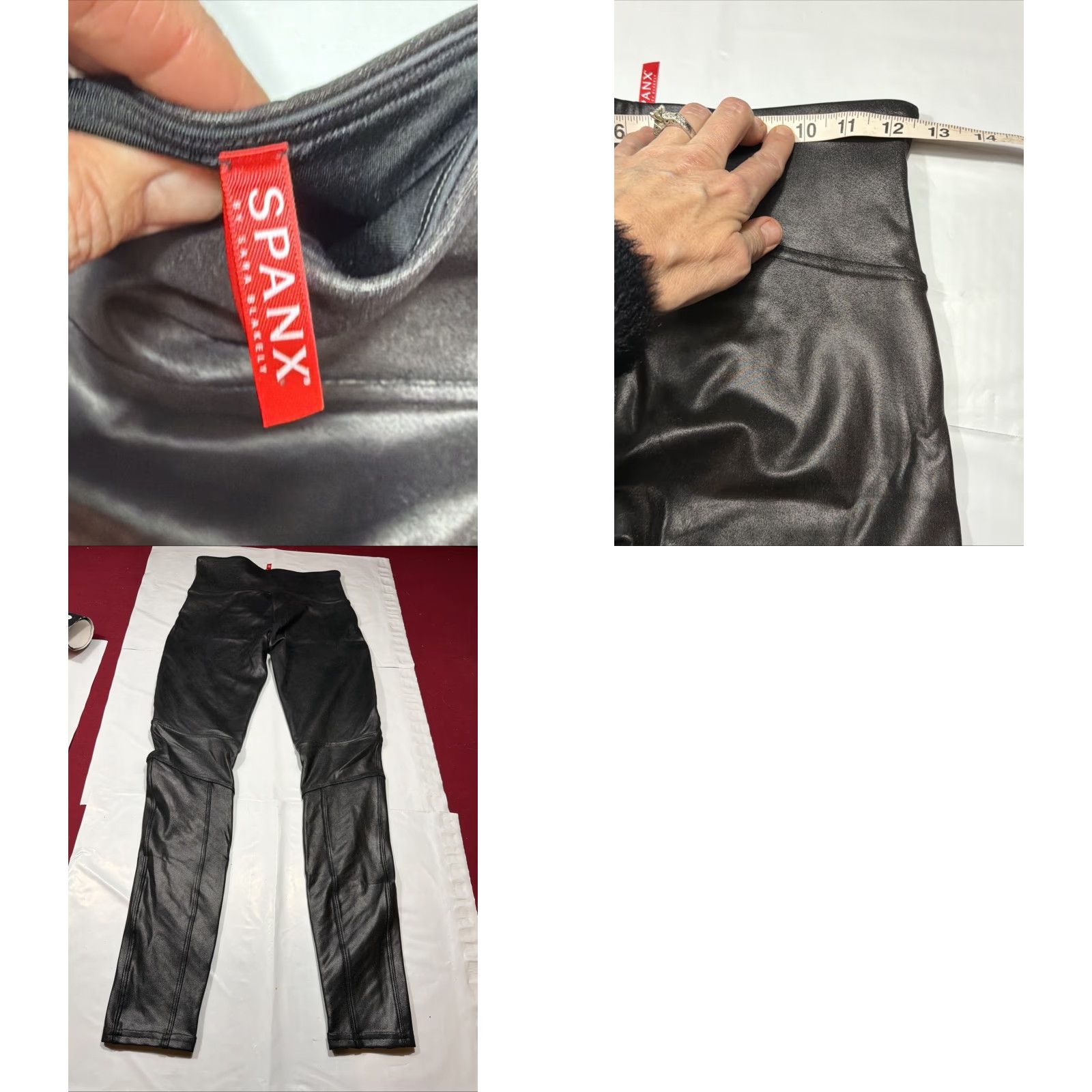 Spanx Spanx Black Faux Leather Moto High Rise Womens Leggings Pants Size Medium Ribbed Accents Size 32" / US 10 / IT 46 - 8 Thumbnail