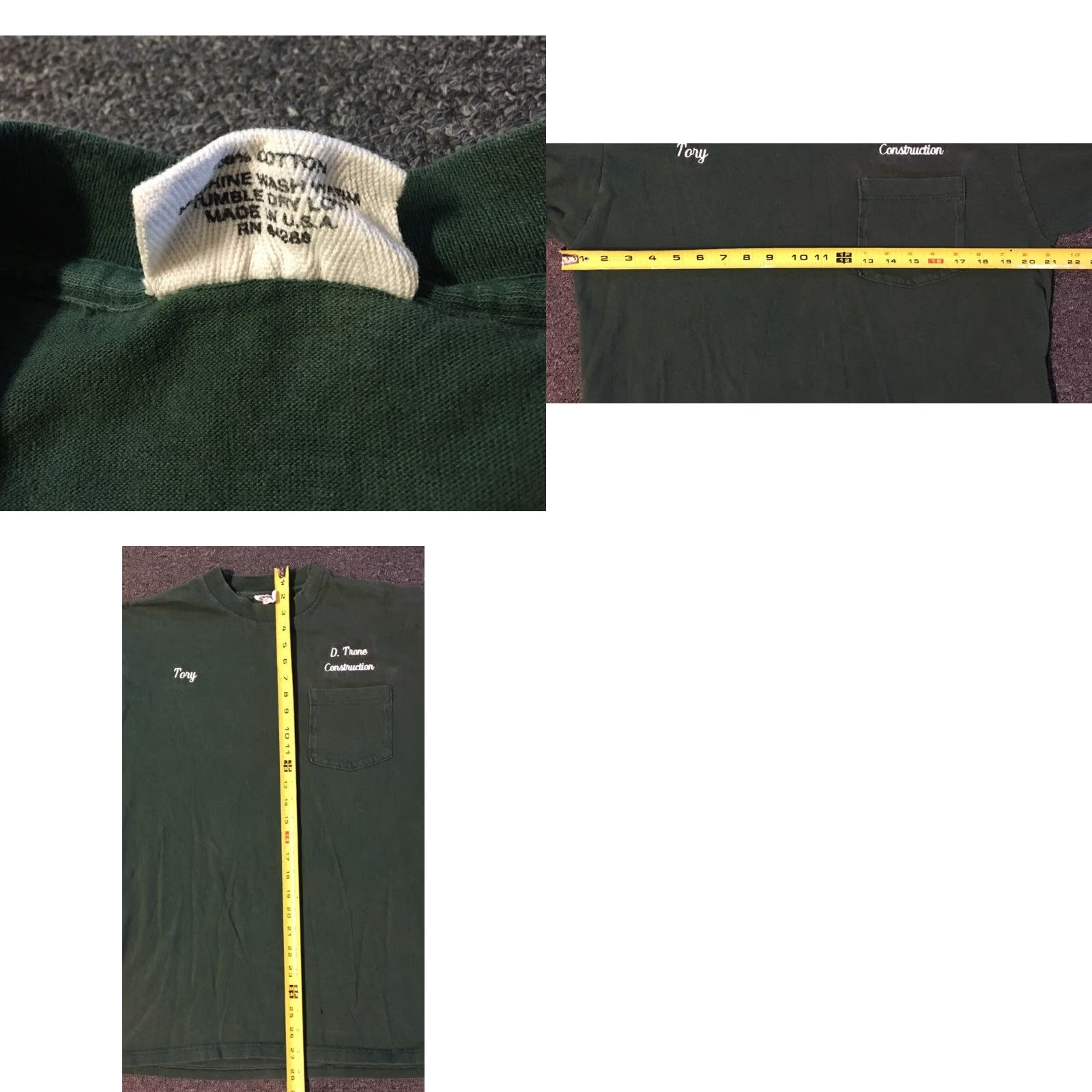 Vintage VINTAGE Tory Construction Worker Shirt Large Green 90s Grunge Punk Tattoo Single Stitch Mens T-Shirt Size US L / EU 52-54 / 3 - 8 Thumbnail