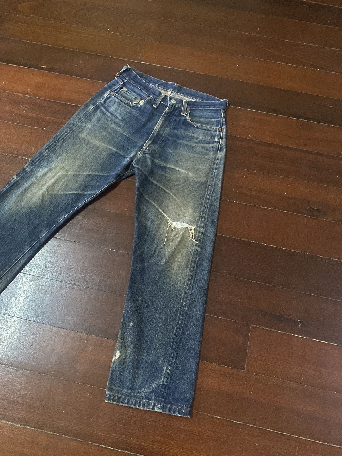 Denime FIRE VINTAGE DENIME JAPAN BRAND FLARE JEANS DISTRESSED RIP Size US 32 / EU 48 - 4 Thumbnail