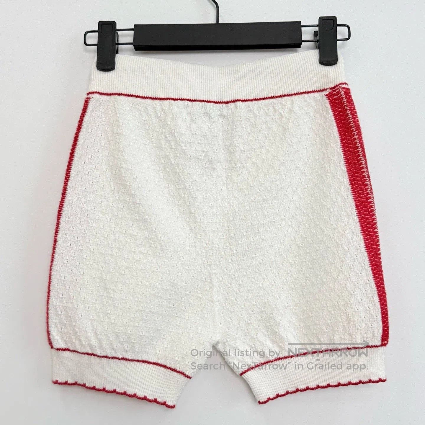 Chanel Chanel Red White Contrast Knit Shorts. Size 33" - 3 Thumbnail