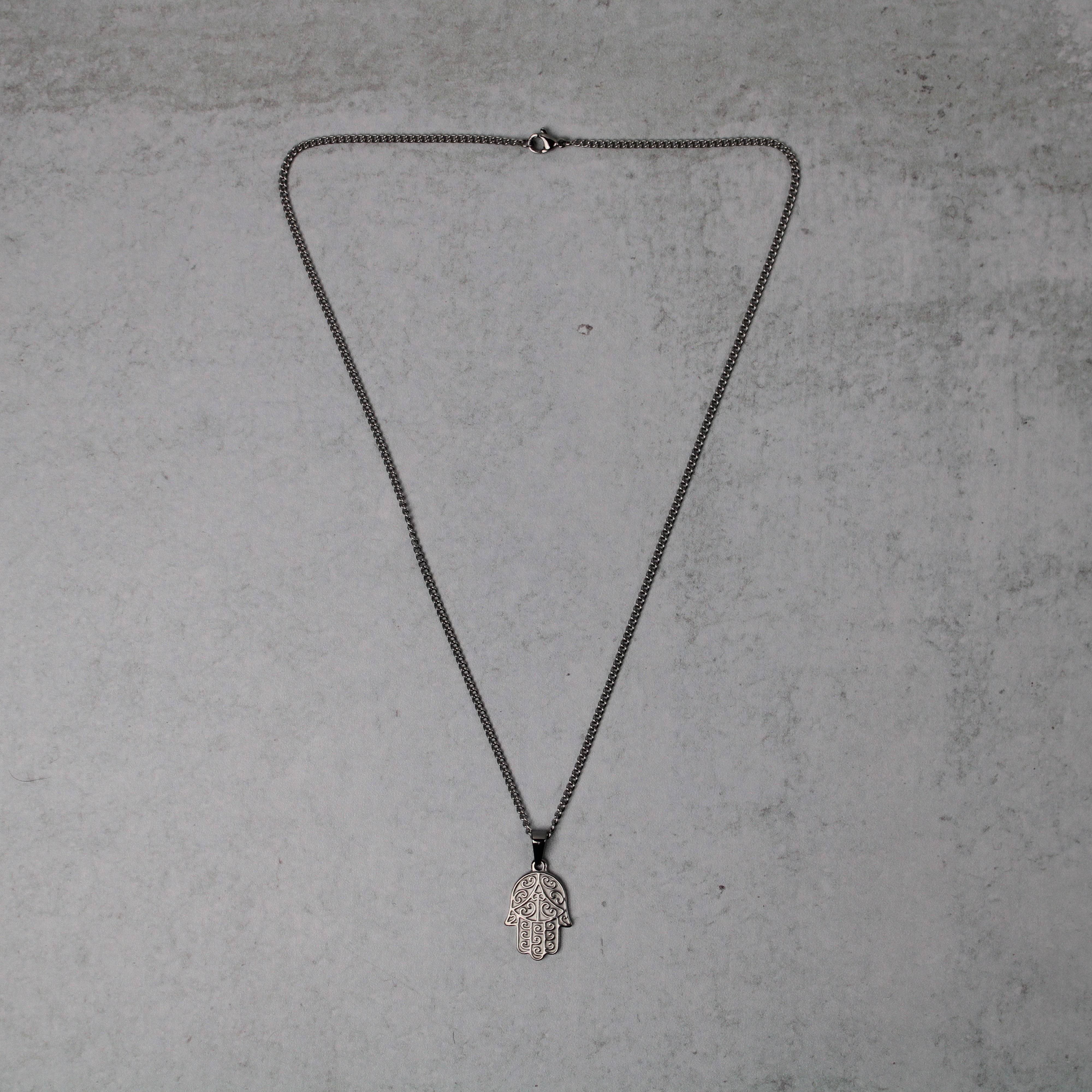 Jewelry Silver Hamsa Pendant Chain Necklace 22 Inch Size ONE SIZE - 3 Thumbnail