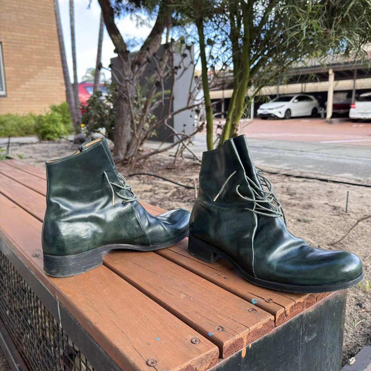 Ma+ M.a+ Dark Green Cow Leather Boots – Size 42 Size US 9 / EU 42 - 3 Thumbnail