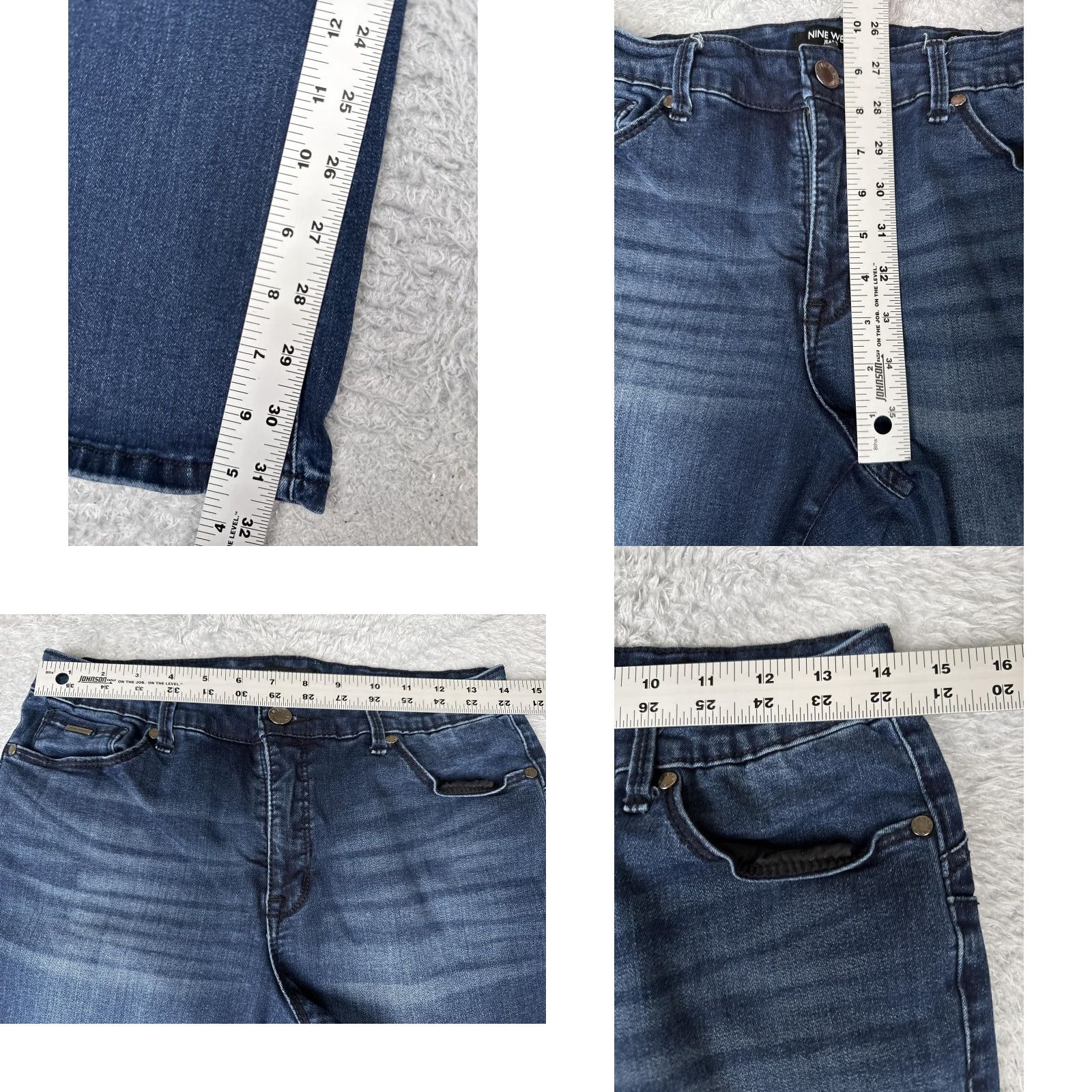 Nine West Nine West Jeans Womens 10 Blue Skinny Bootcut Denim Stretch Mid Rise Pants 28x32 Size 32" / US 10 / IT 46 - 8 Thumbnail