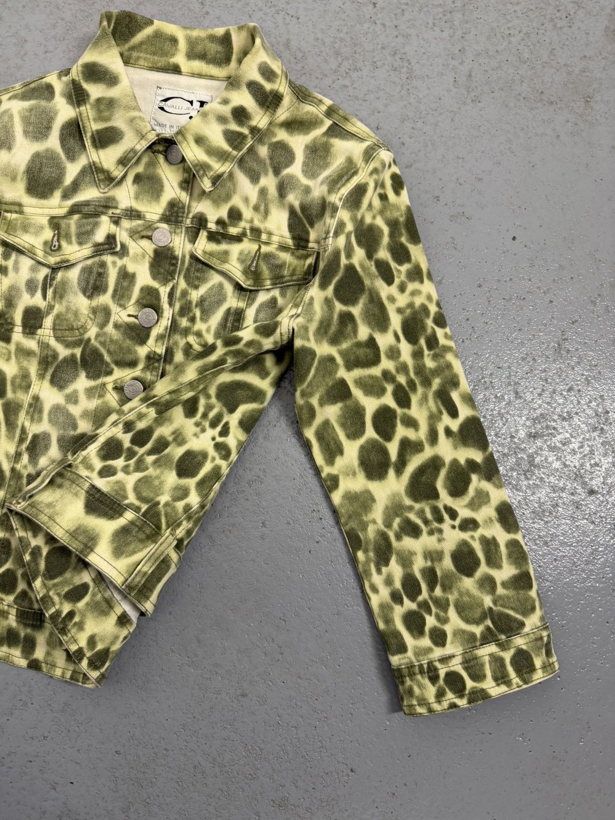 Just Cavalli Cavalli Jeans Green Leopard Overprinted Jacket Size M / US 6-8 / IT 42-44 - 6 Thumbnail