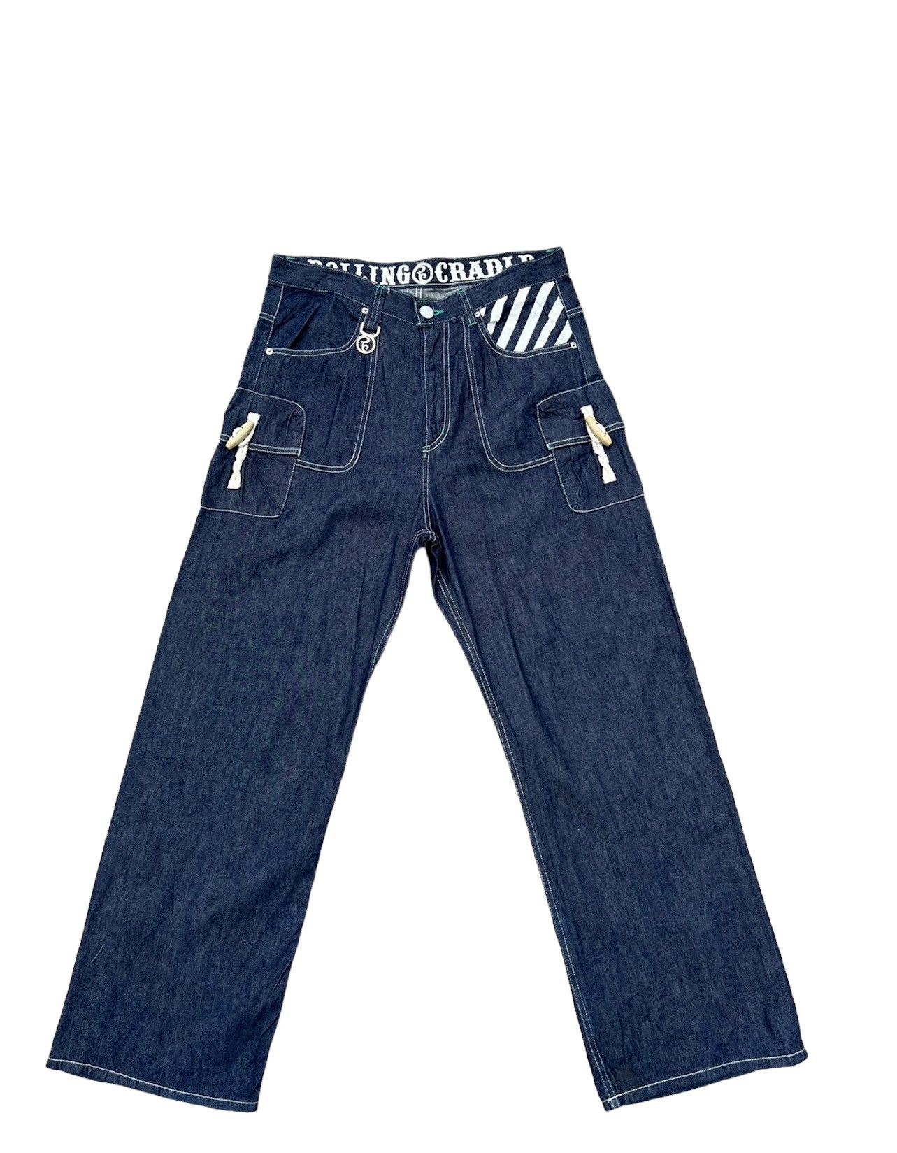 Vintage Rolling Cradle Japan Wide Denim Cargo Jeans Size US 32 / EU 48 - 1 Thumbnail