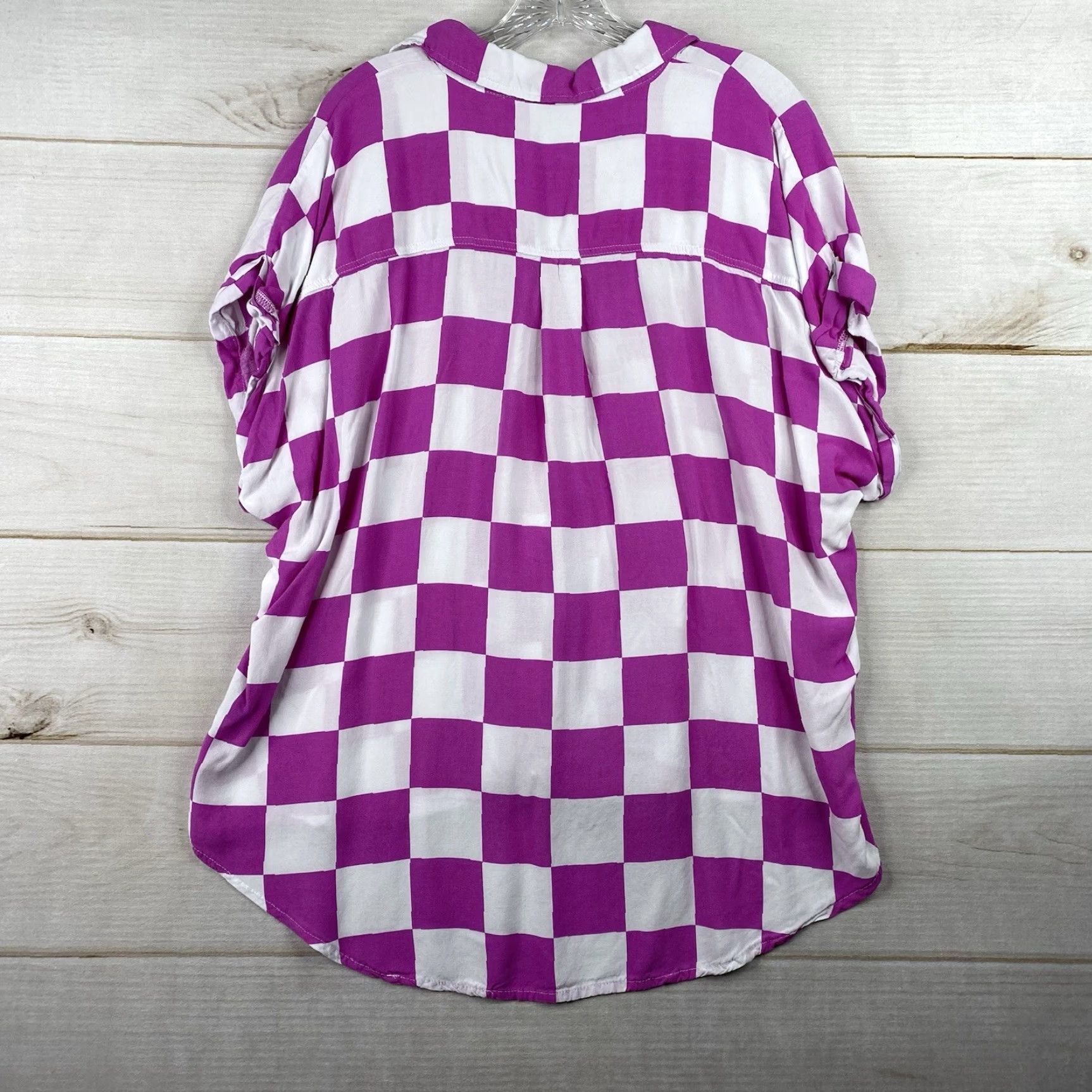 Vintage Rouge Blouse Womens 2X Pink Check Button Up Lightweight Casual Shirt Size XXL / US 16-18 / IT 52-54 - 8 Thumbnail