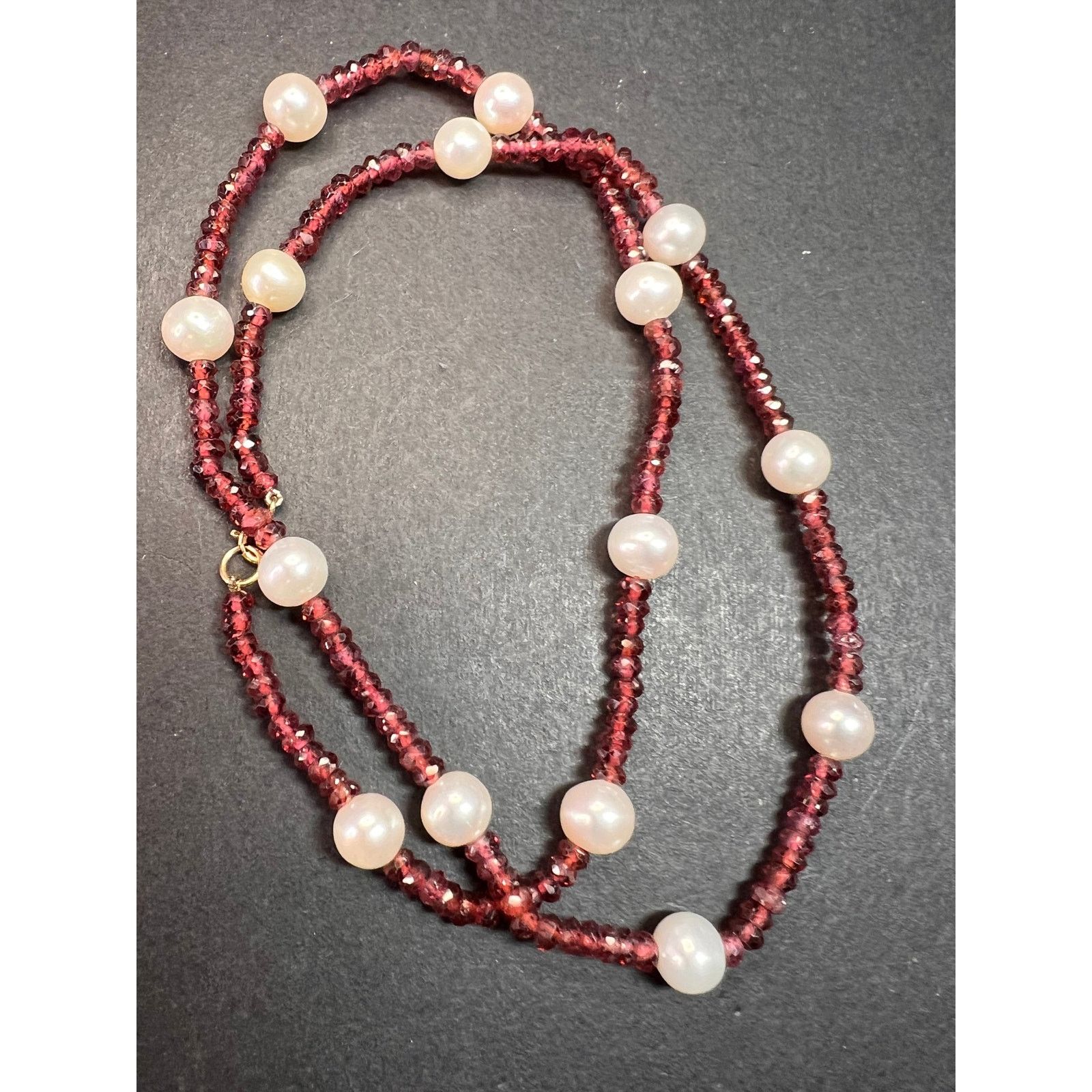 Other 14k gold garnet and pearl station necklace 18 inches Size ONE SIZE - 2 Thumbnail