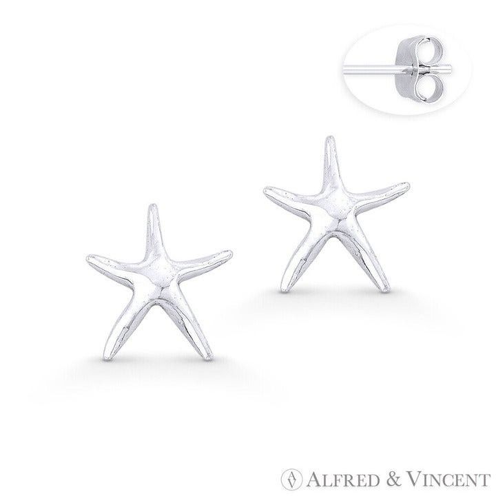 Other Starfish Animal Charm Stud Earrings in .925 Sterling Silver Size ONE SIZE - 1 Preview