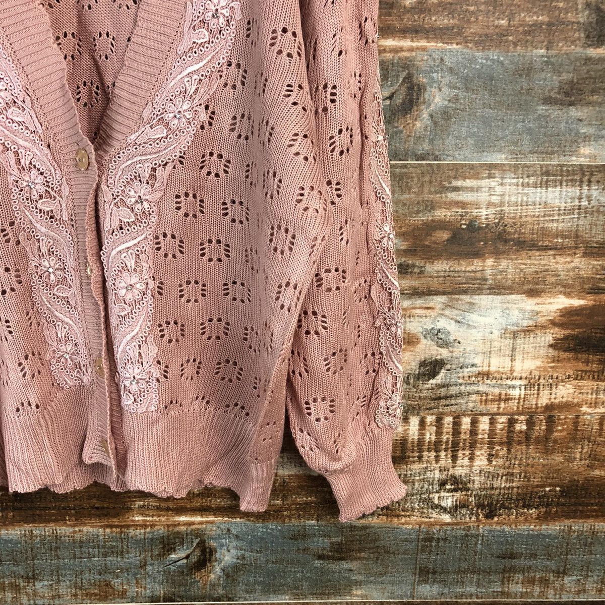 Homespun Knitwear × Japanese Brand × Vintage DL Japan vintage Pink Cardigan Knitwear #C463 Size M / US 6-8 / IT 42-44 - 8 Thumbnail