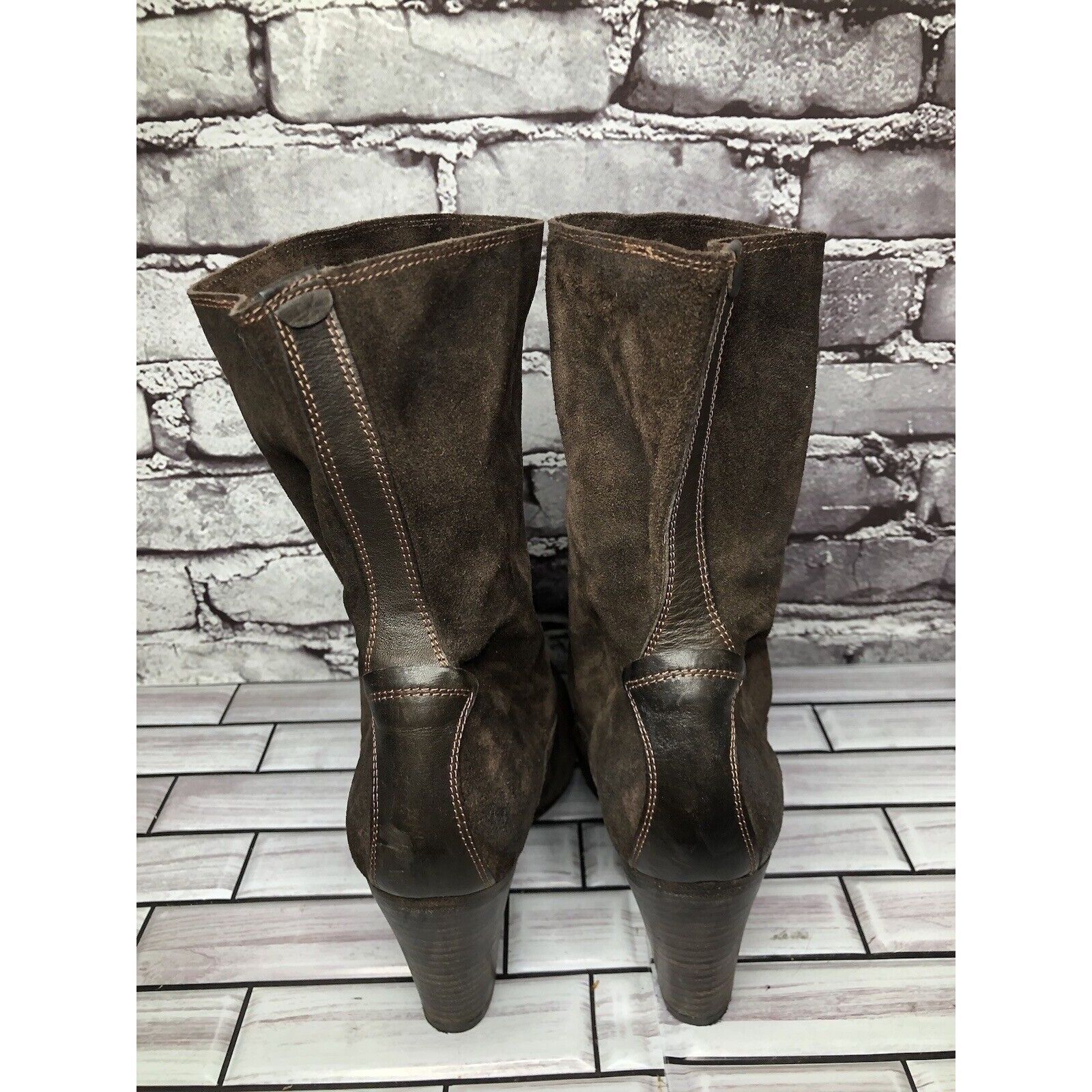 n.d.c. made by hand N.D.C. Made by Hand Brown Suede Leather Calf Heel Boots Shoe Size US 8.5 / IT 38.5 - 9 Thumbnail