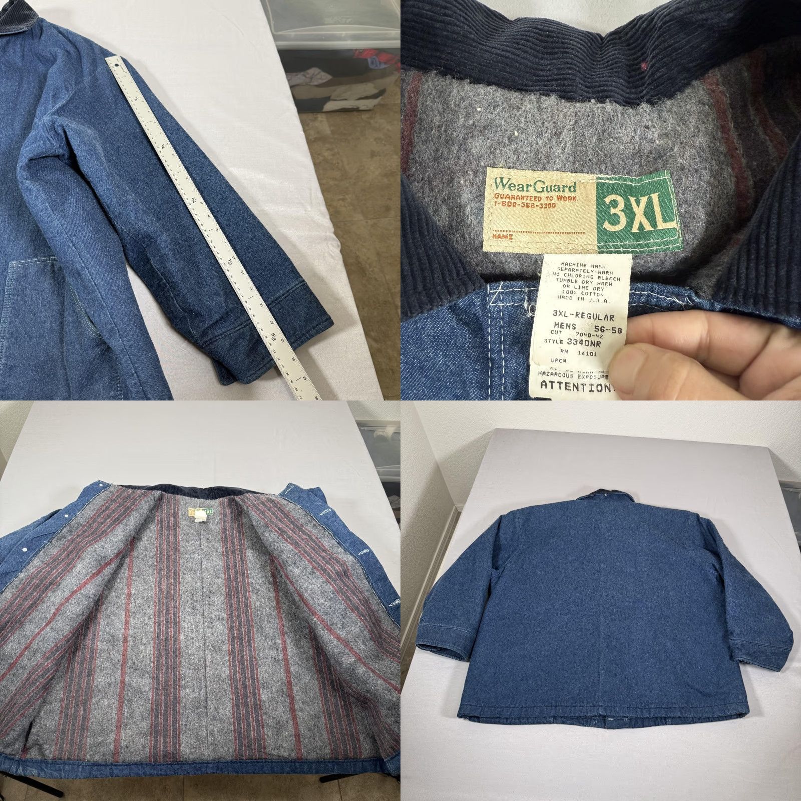 Denime VINTAGE WearGuard Jacket Mens 3XL Denim Blue Blanket-Lined Work Parka Jacket Size US 39 - 8 Thumbnail