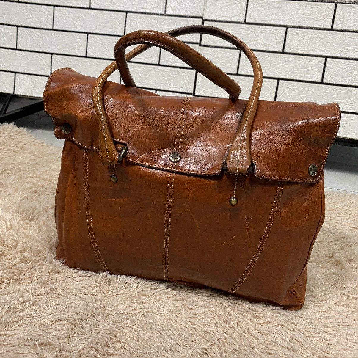 Japanese Brand 📌Vintage Leather Bag Genuine Unison Dept. Size ONE SIZE - 9 Thumbnail