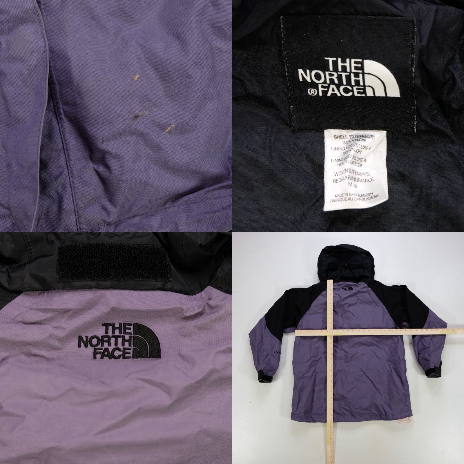 VINTAGE THE NORTH FACE HyVent Full Zip Hooded Rain Jacket 90s Purple Black SZ M Womens Two Tone Rain Jacket