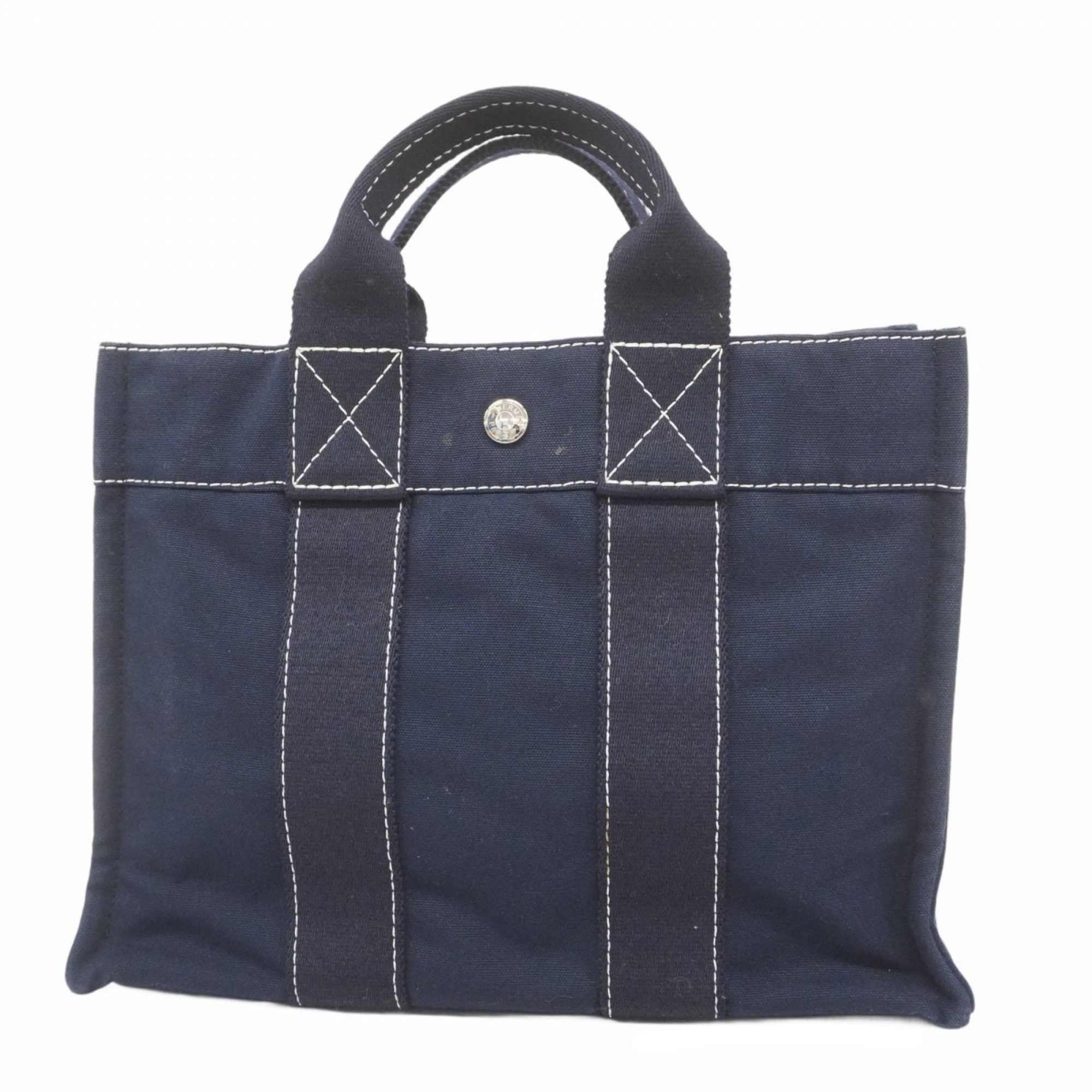 Hermes Tote Bag Deauville Pm Canvas Navy Women's in Blue