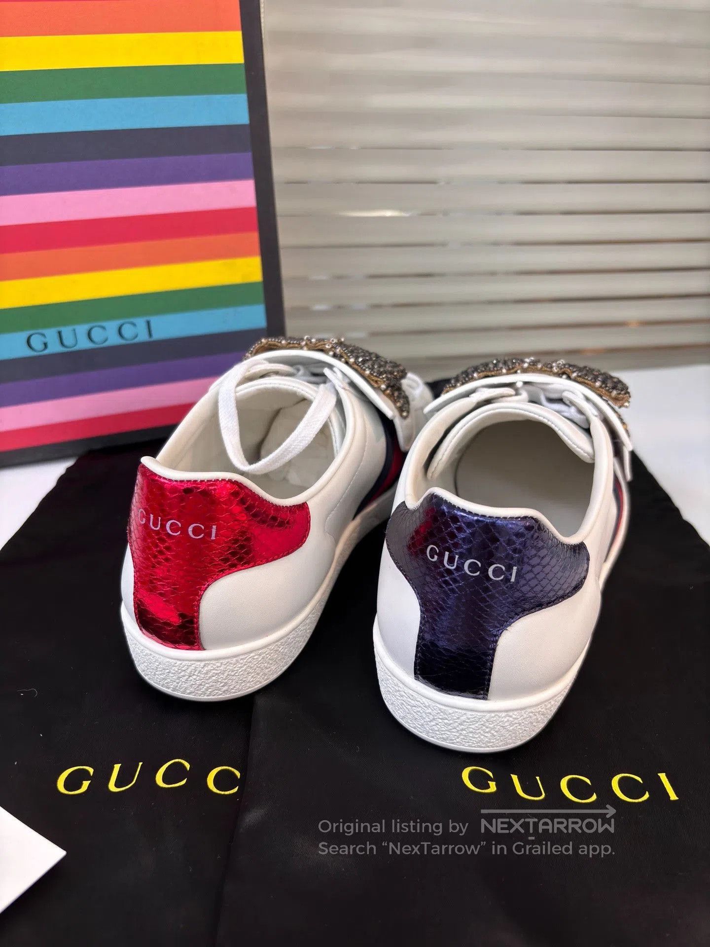Gucci Gucci Limited Rhinestone Bow White Sneakers. Size US 8.5 / IT 38.5 - 2 Thumbnail