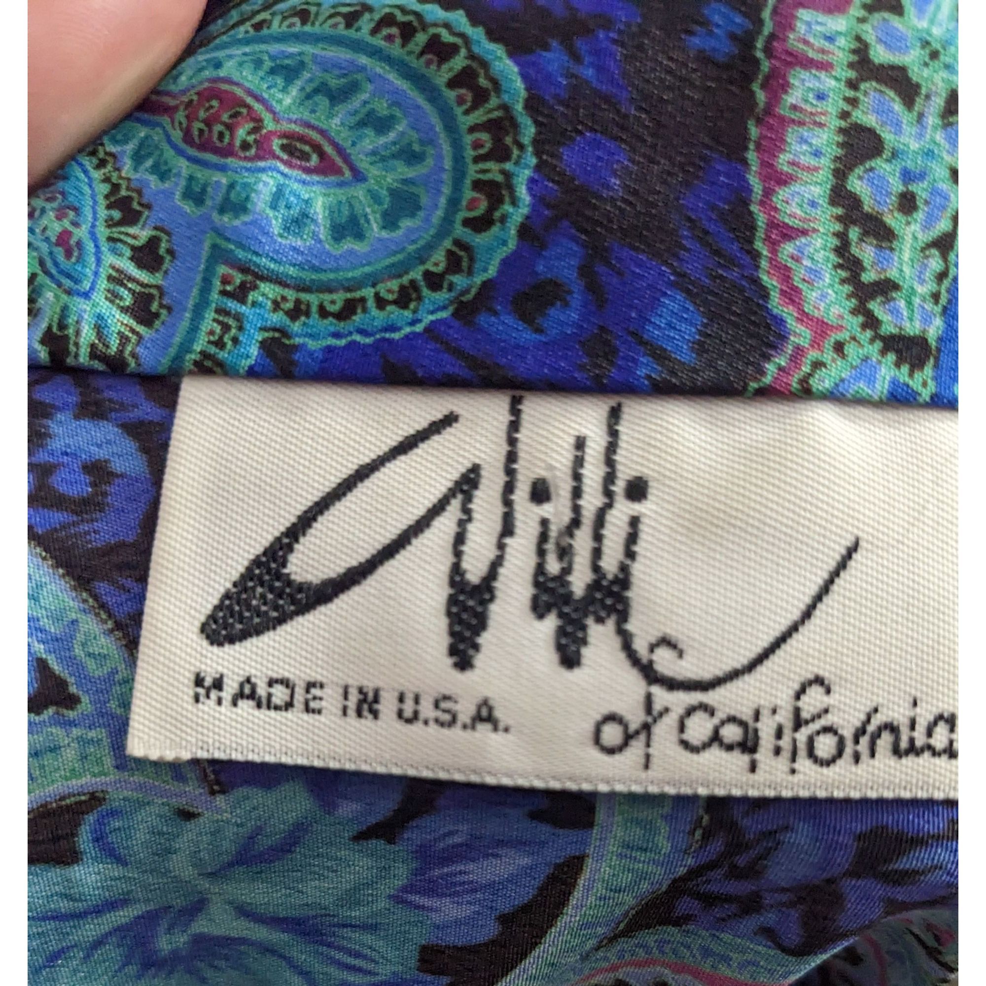 Other Vintage 80s Willi Of California Blue Paisley Dress Size L / US 10 / IT 46 - 3 Thumbnail