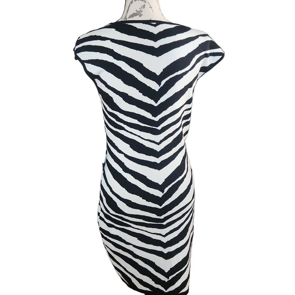 Express Express Women's Size Medium White Black Tiger Stripe Sleevel Size M / US 6-8 / IT 42-44 - 2 Thumbnail