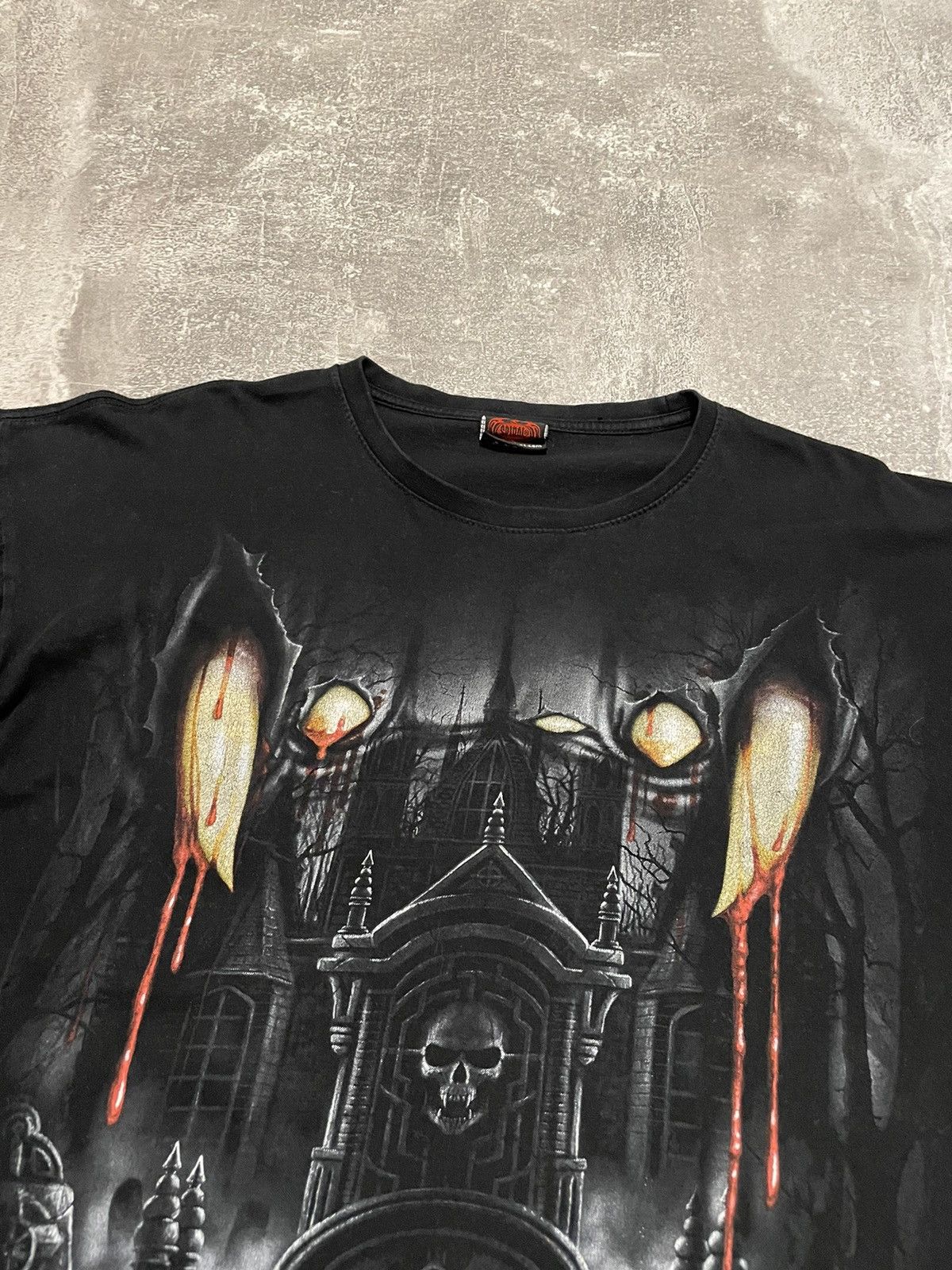 Affliction × Ed Hardy Vintage Black Metal Vampire Cross Full Print Long Sleeve Size US XL / EU 56 / 4 - 3 Thumbnail