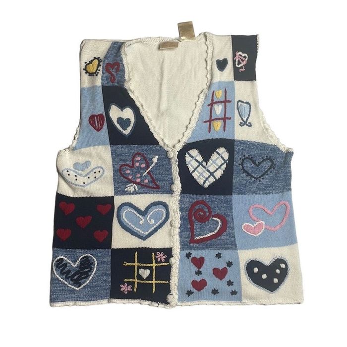 Vintage 90s Vintage Bobbie Brookes Valentines Heart Knit Vest Size