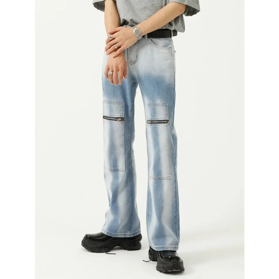 Japanese Brand Retro loose patchwork zipper jeans Size US 32 / EU 48 - 1 Thumbnail