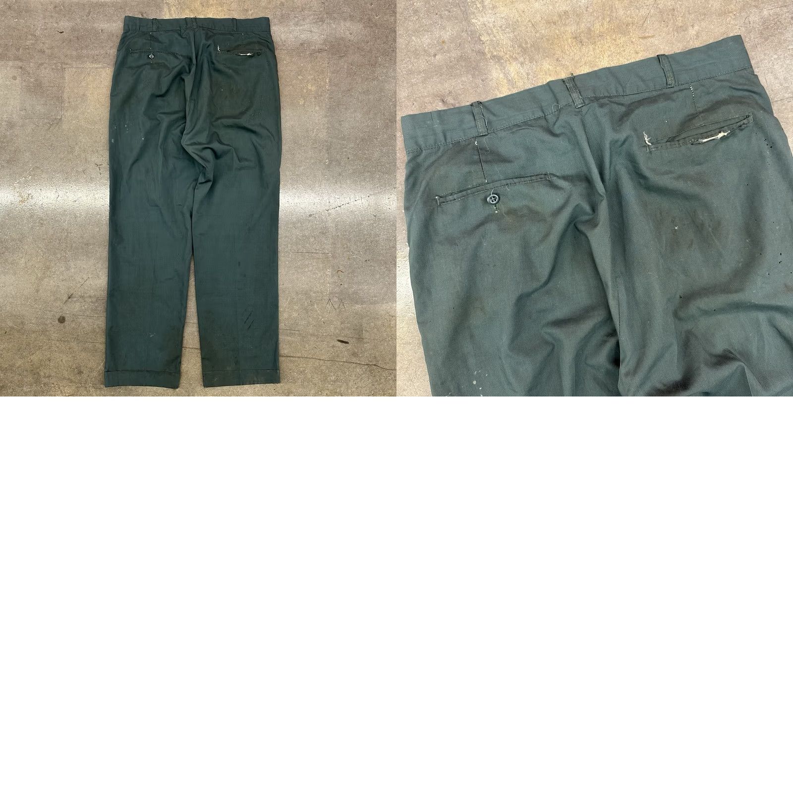 Vintage VTG 50-60s Workmaster Mens Distressed Work Slacks Pants Green Koratron 34 x 30 Pants Mens Green 50s 60s Vintage Slacks Size US 34 / EU 50 - 8 Thumbnail