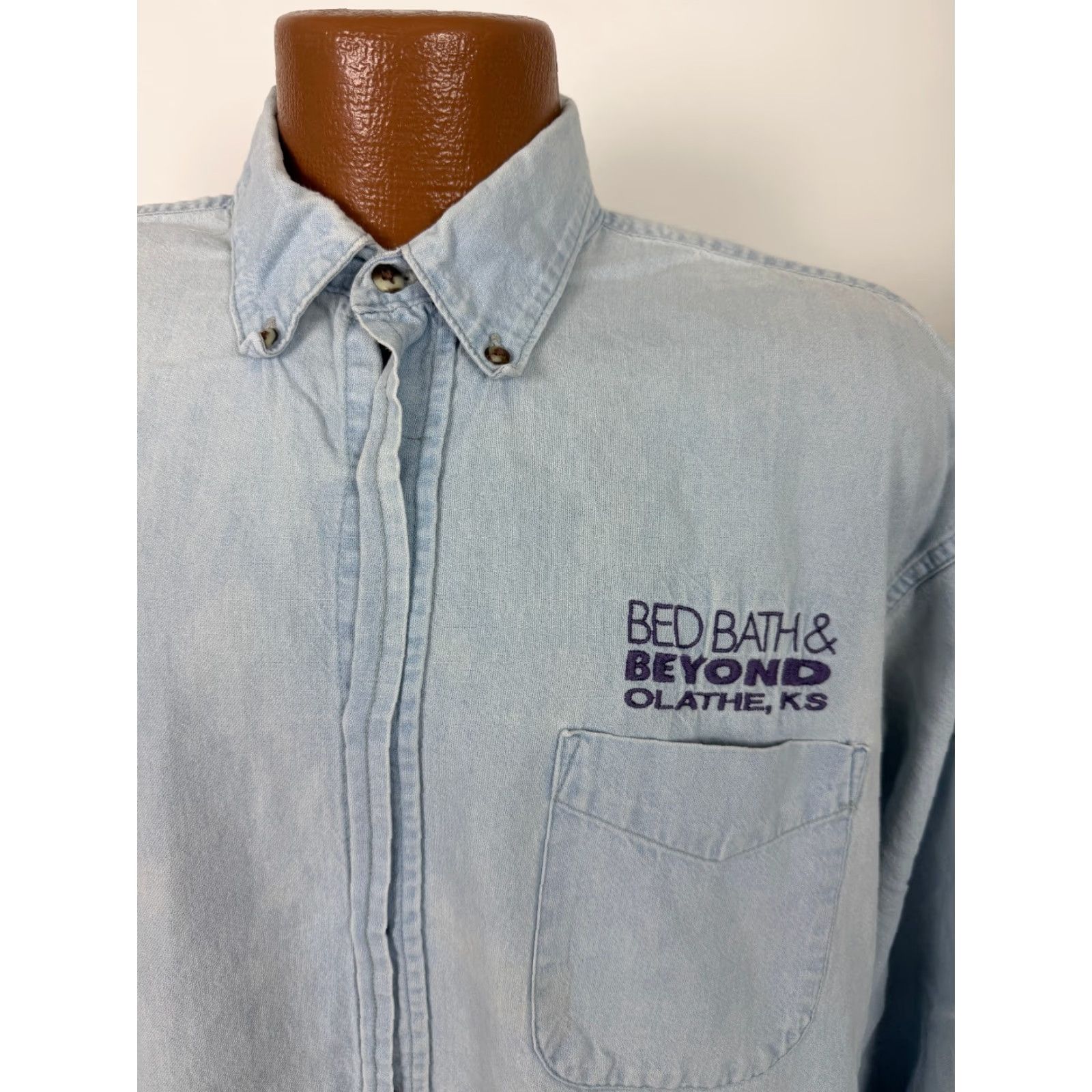 Denime VINTAGE Camp Creek Denim Shirt Men L Blue Cotton Button-Up 90s Y2K Embroidered Pockets Size US L / EU 52-54 / 3 - 2 Thumbnail