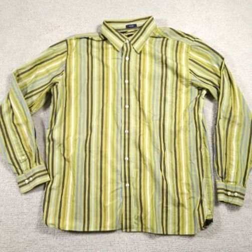 Gap Gap Button Up Casual Shirt Mens Large Green Stripe Long Sleeve Pocket Size US L / EU 52-54 / 3 - 2 Thumbnail