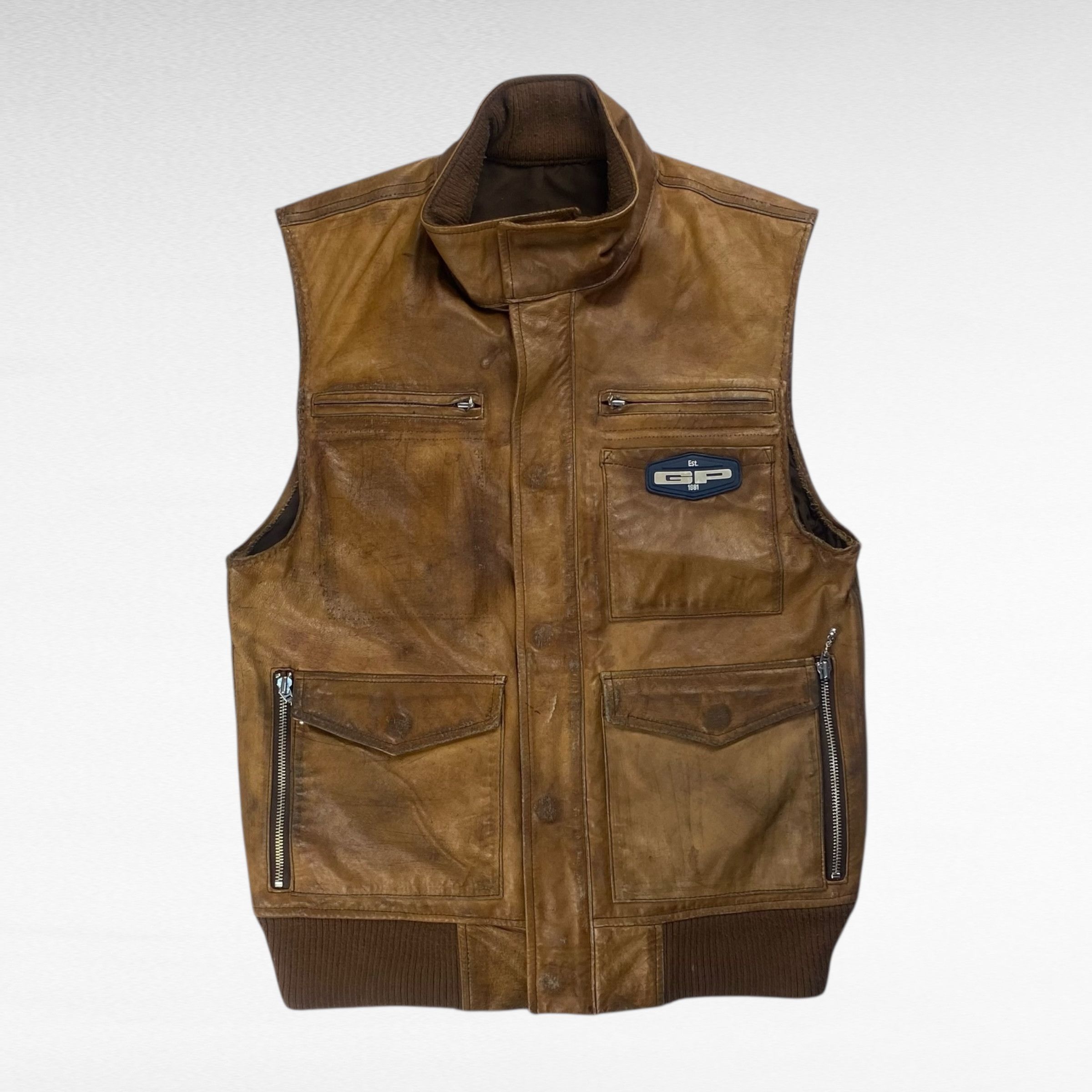 Vintage GP Leather Vest Brown Size S Size US S / EU 44-46 / 1 - 1 Thumbnail