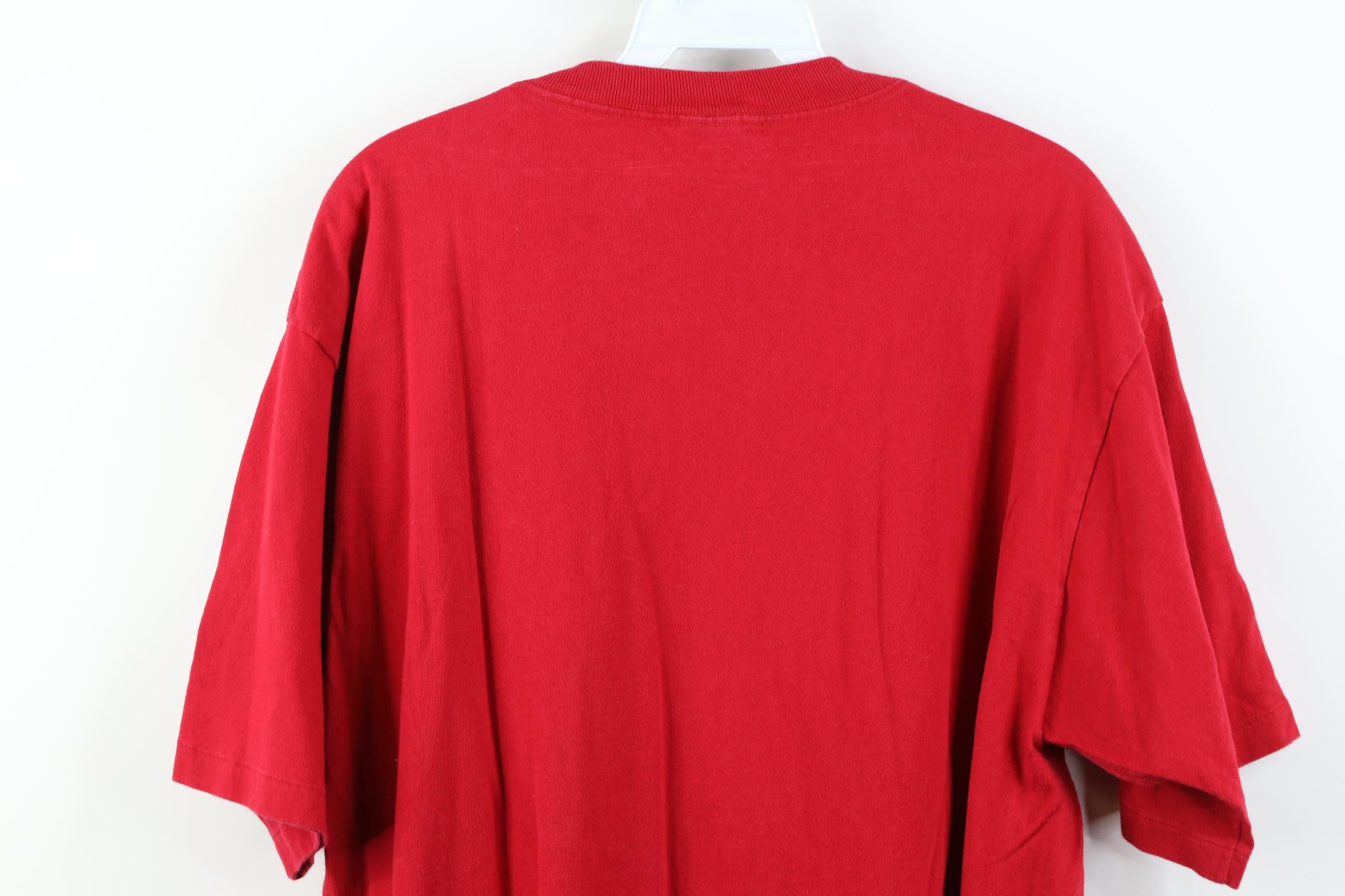 Vintage Vintage 90s Streetwear Heavyweight Cotton T-Shirt Red USA Size US XXL / EU 58 / 5 - 11 Thumbnail