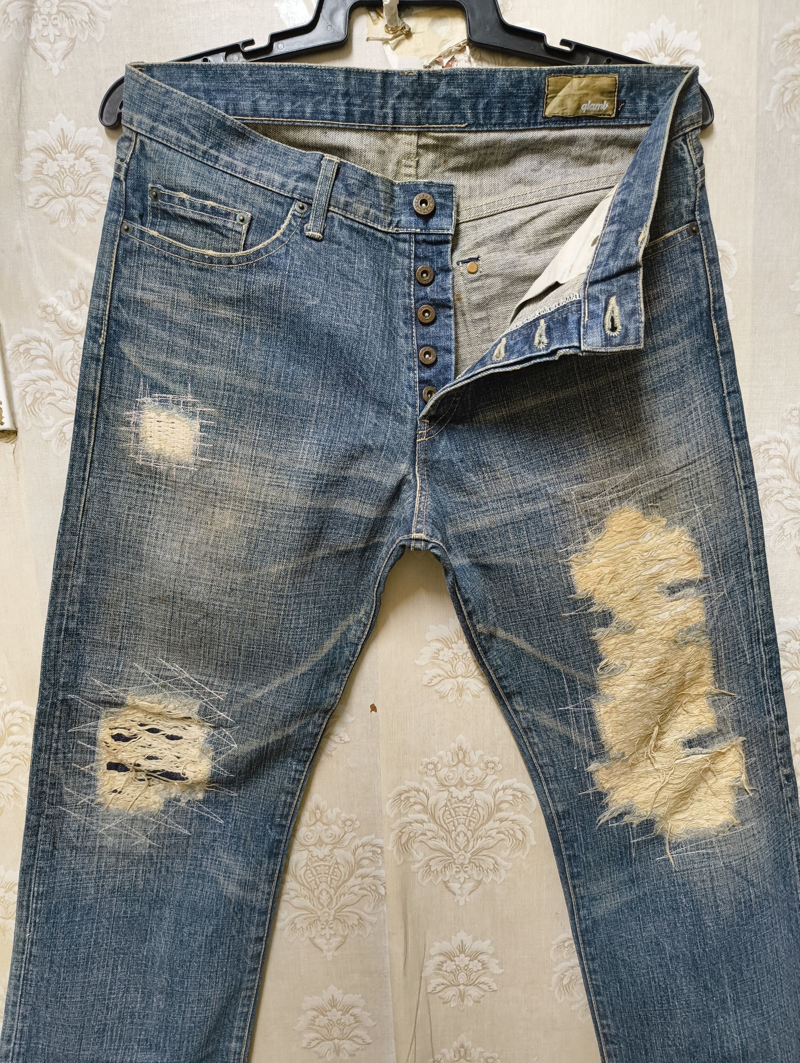 Japanese Brand VINTAGE GLAMB JAPAN DENIM DISTRESSED JEANS Size US 34 / EU 50 - 4 Thumbnail