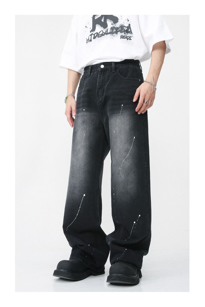Japanese Brand Japanese retro loose straight spray-painted jeans Size US 34 / EU 50 - 2 Thumbnail