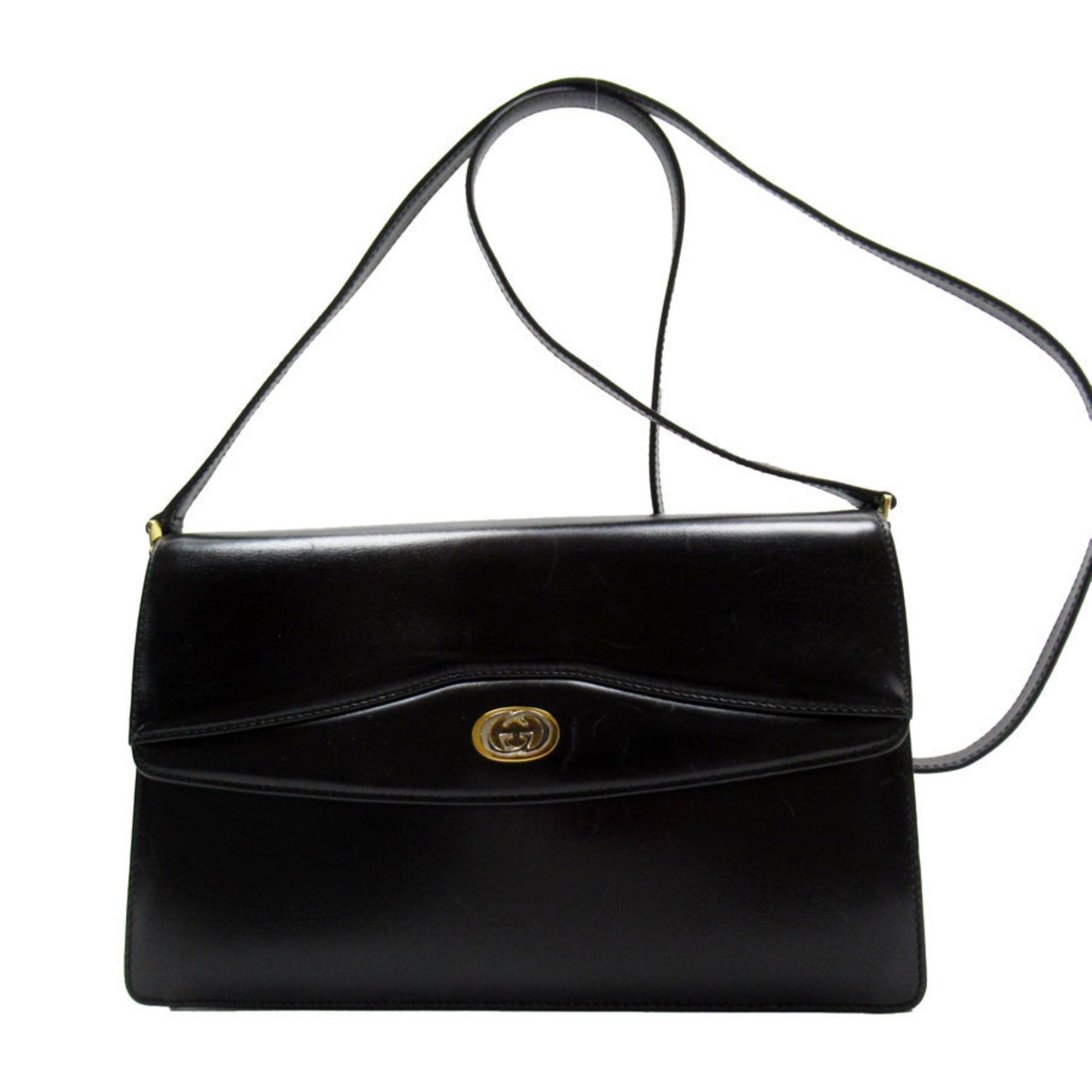 image of Gucci Shoulder Bag Clutch Leather Black Unisex W0123G, Women's