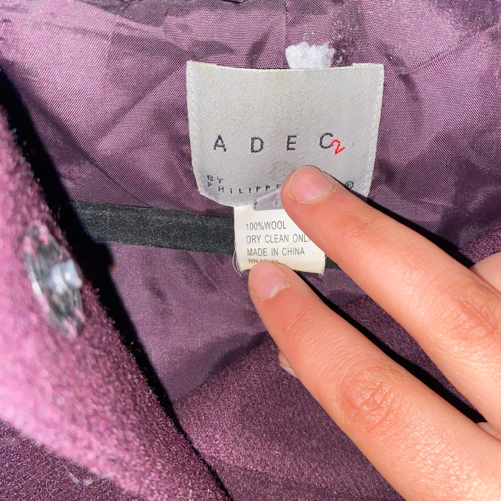 Other Philippe Adec 2 Plum Purple Wool Snap Button Down Jacket 12 Size XL / US 12-14 / IT 48-50 - 5 Thumbnail