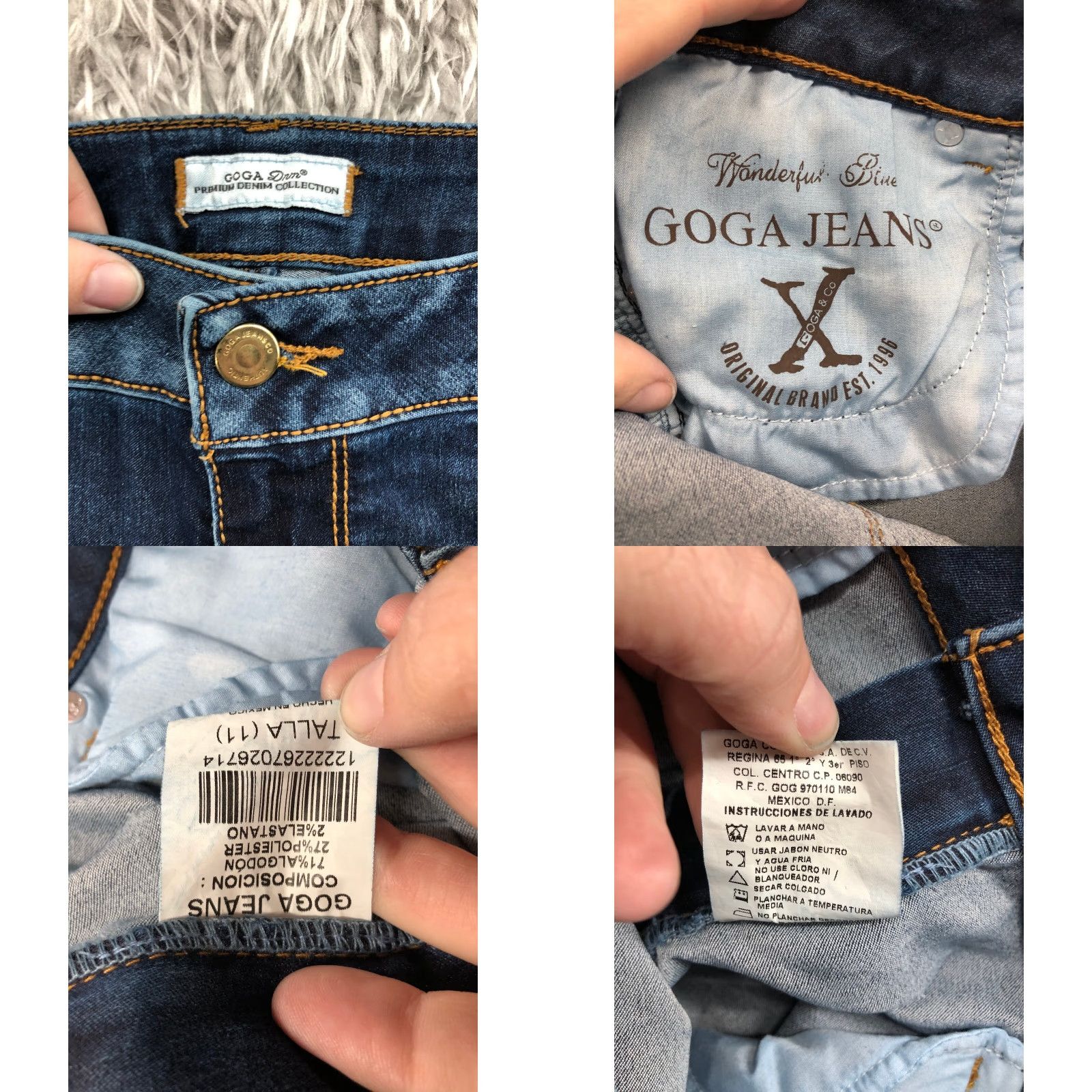 Denime Goga Jeans Skinny Womens Junior Size 11 Mid Rise Dark Blue Denim 5-Pocket Comfort Pockets Belt Loops Size 32" / US 10 / IT 46 - 9 Thumbnail