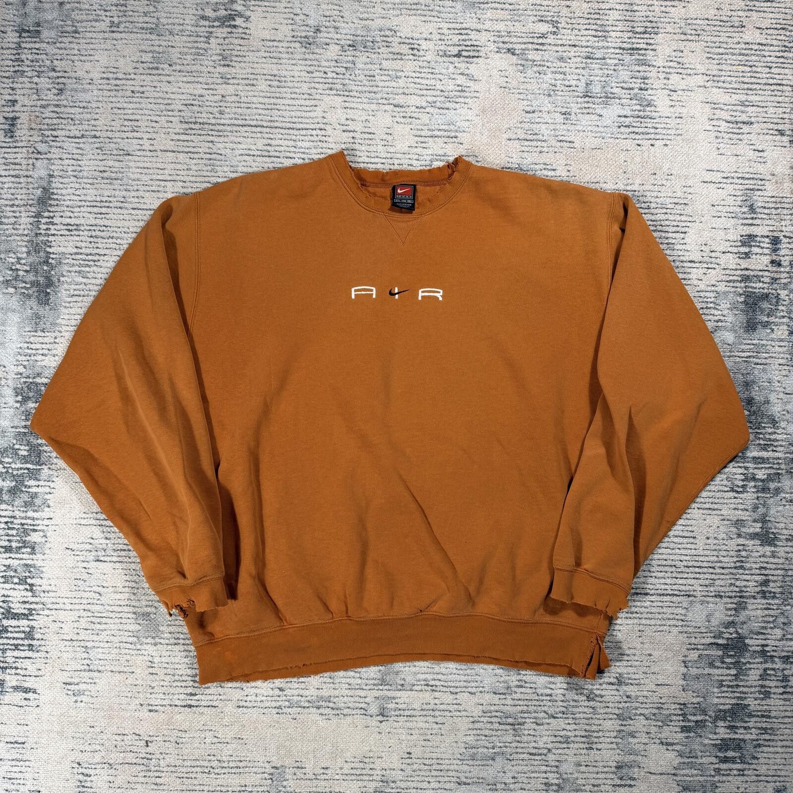 Nike Vintage 90s Nike Thrashed Crewneck Sweatshirt orange Size ONE SIZE - 1 Thumbnail