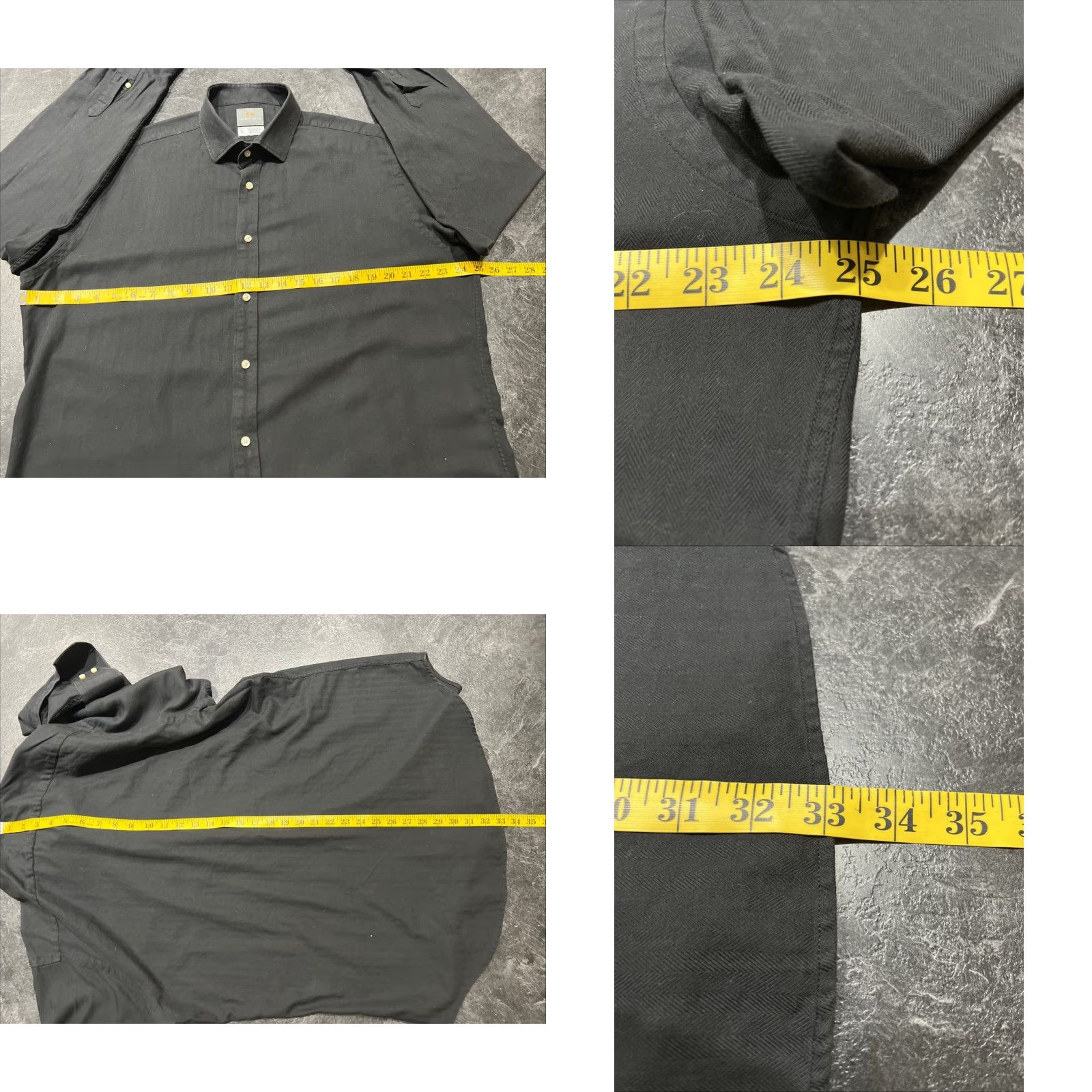Vintage Thomas Dean Mens Button Front Long Sleeve Cotton Black Herringbone Shirt XL Size US XL / EU 56 / 4 - 8 Thumbnail