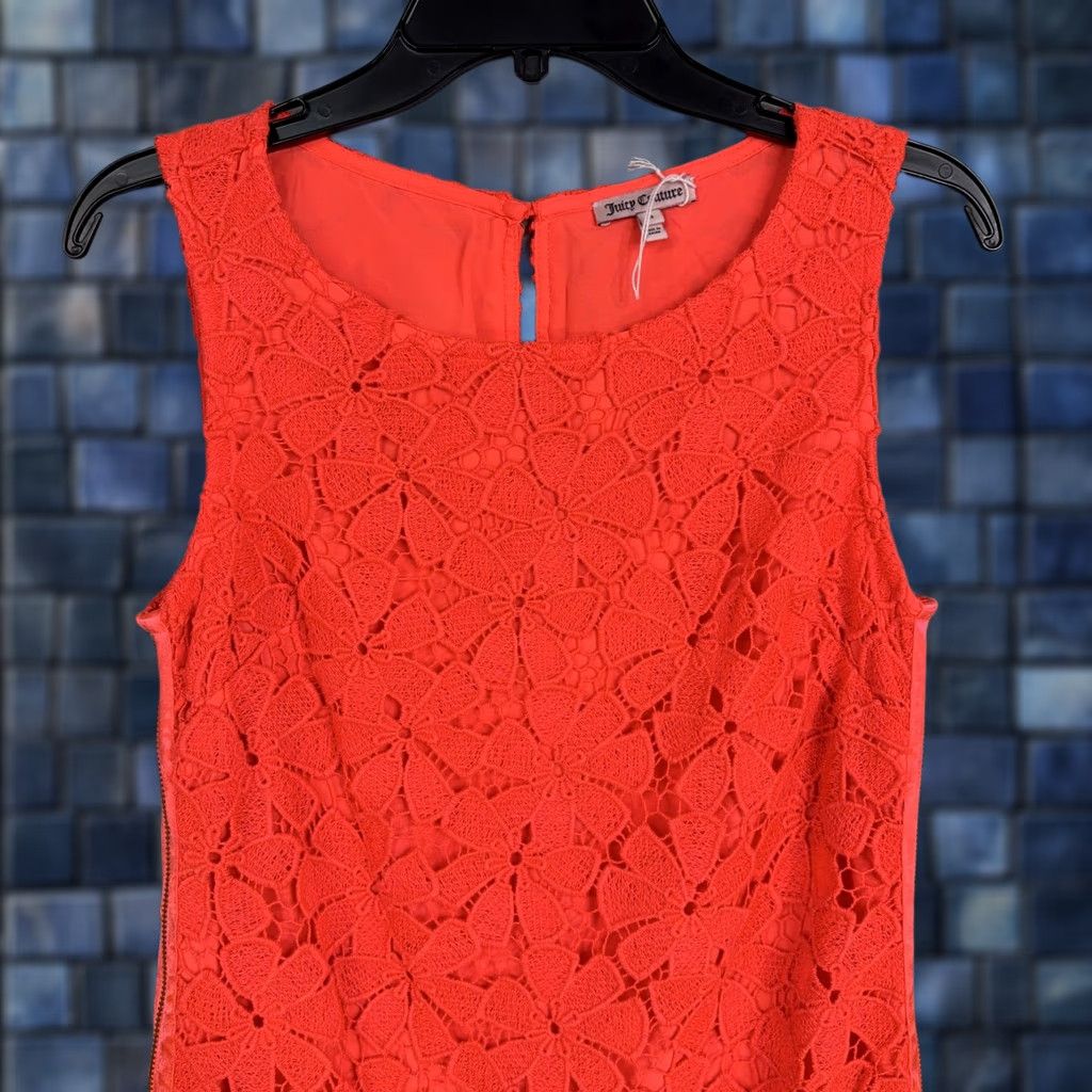 Juicy Couture Juicy Couture Dress Womens 0 Orange Floral Lace Sleeveless Sheath Mini Party Y2K Size XS / US 0-2 / IT 36-38 - 1 Thumbnail
