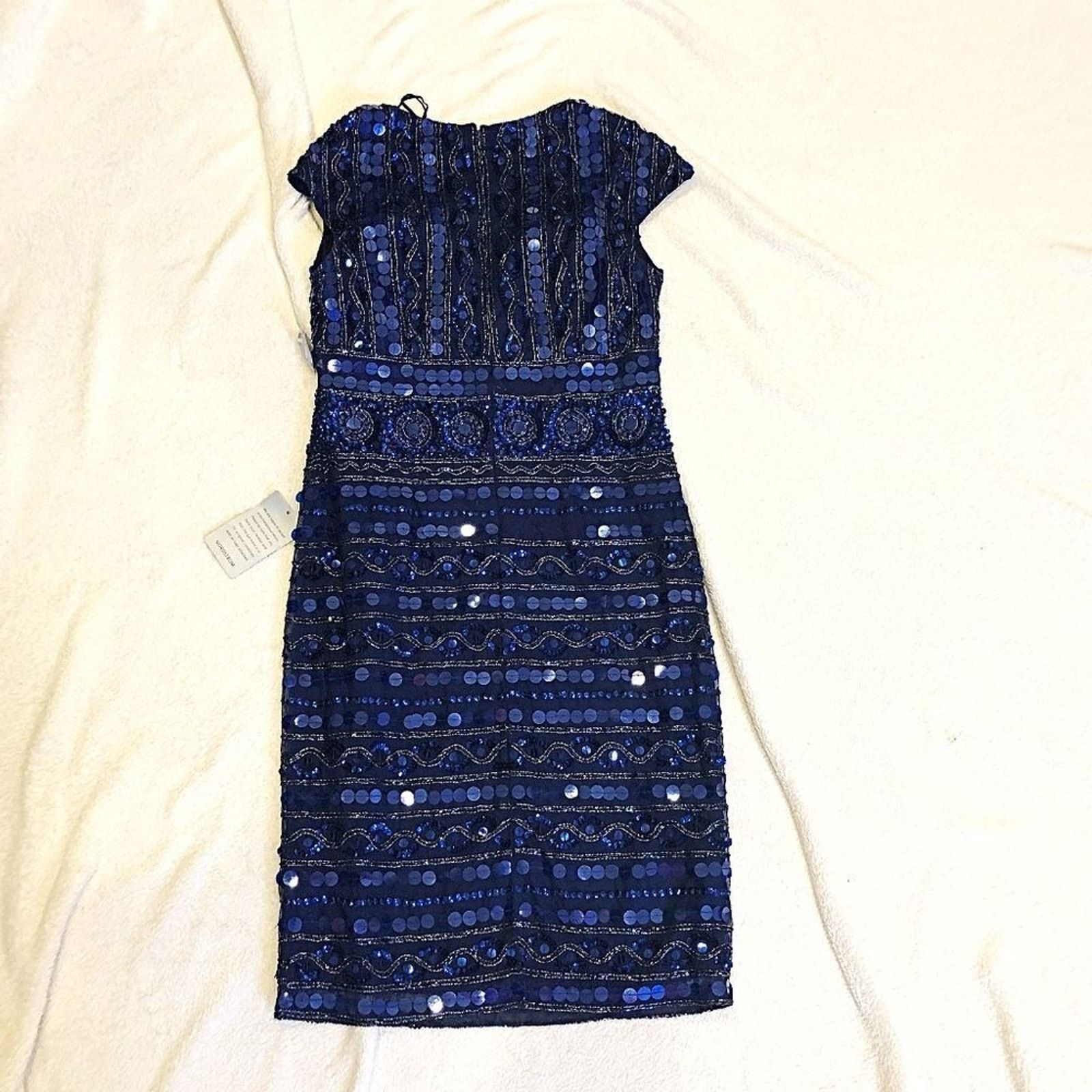 Other Giulia Embellished Cap Sleeve V-Neck Blue Midi Dress | Sz 6 Size M / US 6-8 / IT 42-44 - 3 Thumbnail