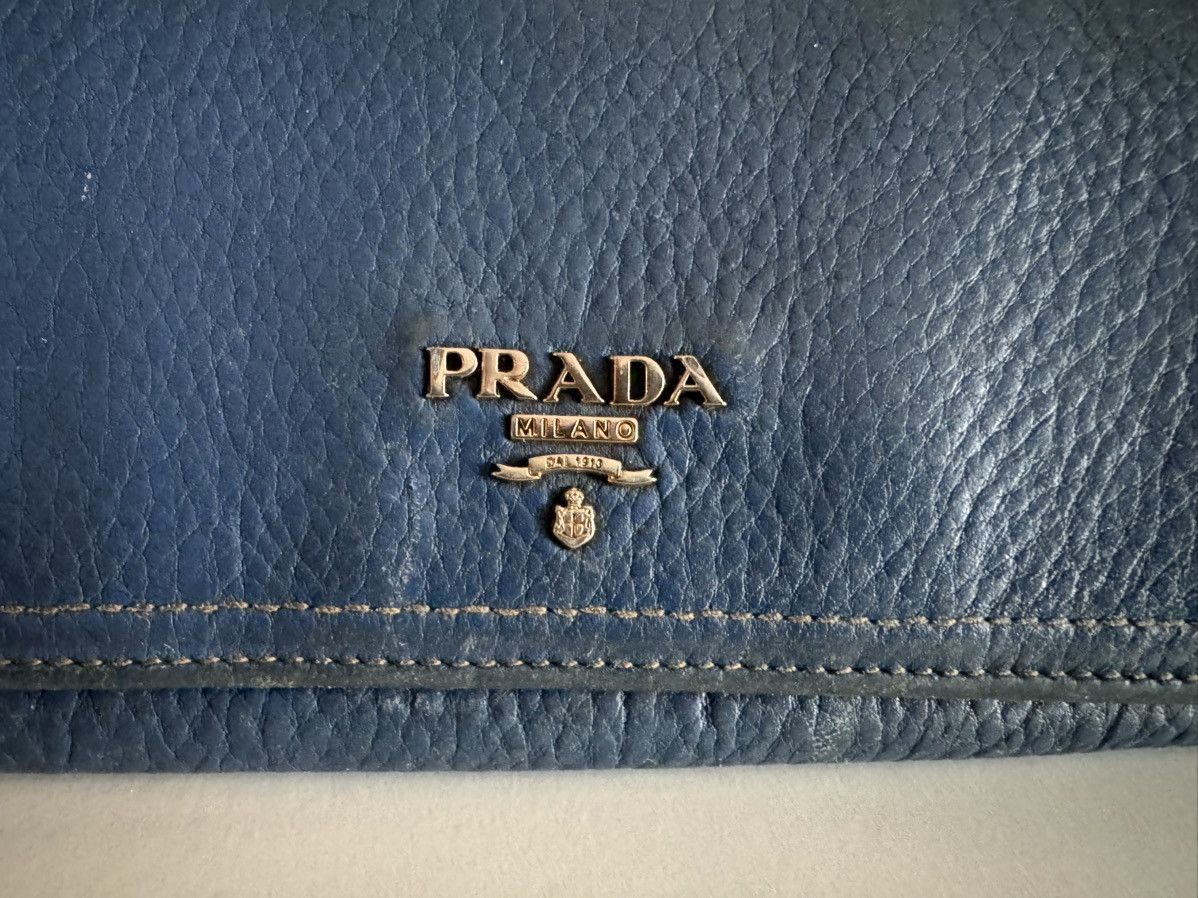 Prada PRADA Blue Teal Blue Leather Women's Continental Flap Wallet Size ONE SIZE - 4 Thumbnail