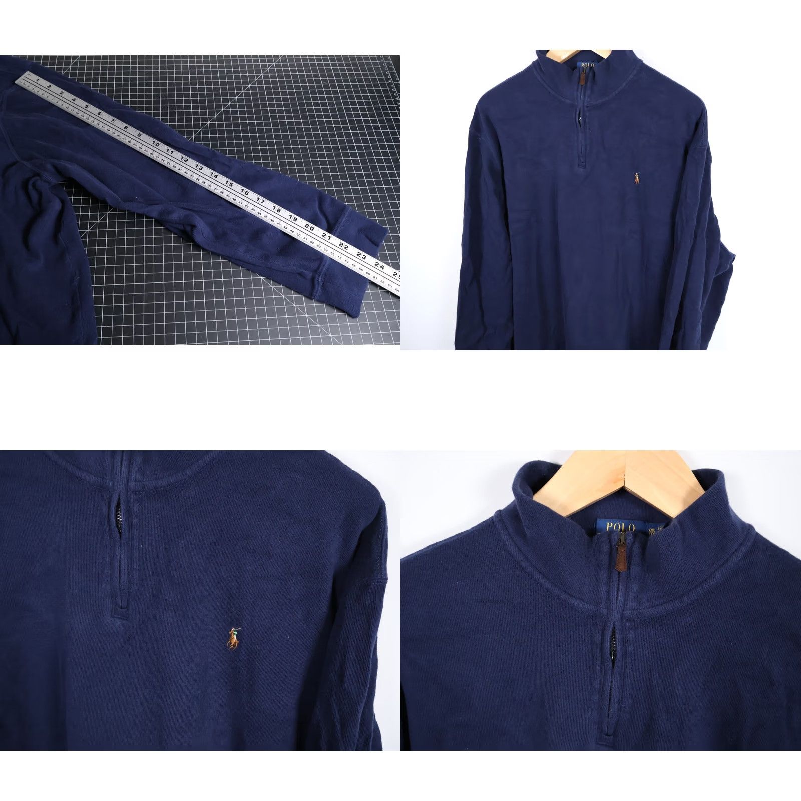 Polo Ralph Lauren Polo Ralph Lauren Sweater Men's 2XL Blue 1/4 Zip Mock Neck Estate Rib Cotton Knit Pullover Embroidered Pony 90s Retro Vintage Optional Size US XXL / EU 58 / 5 - 8 Thumbnail