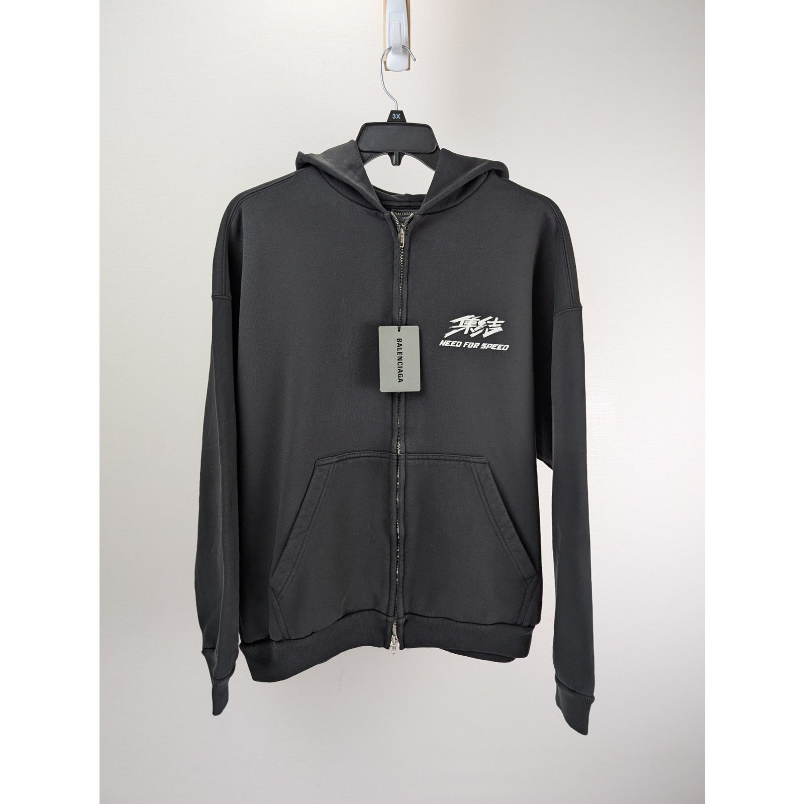 Balenciaga o1rshd1 Need for Speed Tape Fit Zip-up Hoodie in Black Size US L / EU 52-54 / 3 - 8 Thumbnail