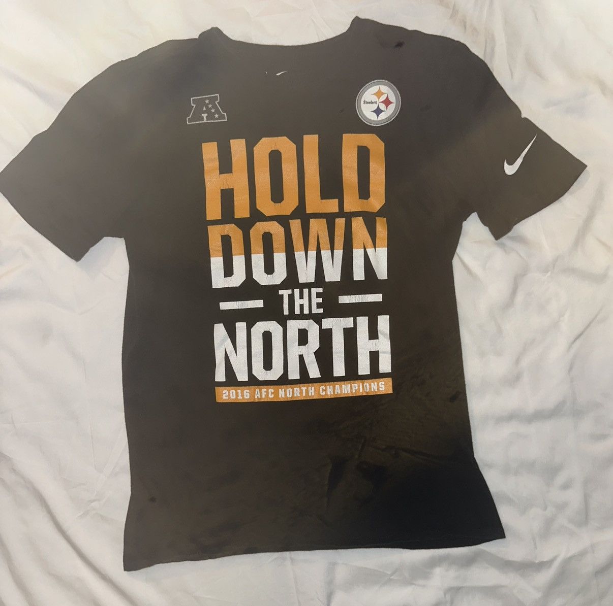 Nike NIKE PITT STEELERS 16 AFC N CHAMPS GREY SHIRT SZ.S Size US S / EU 44-46 / 1 - 1 Thumbnail