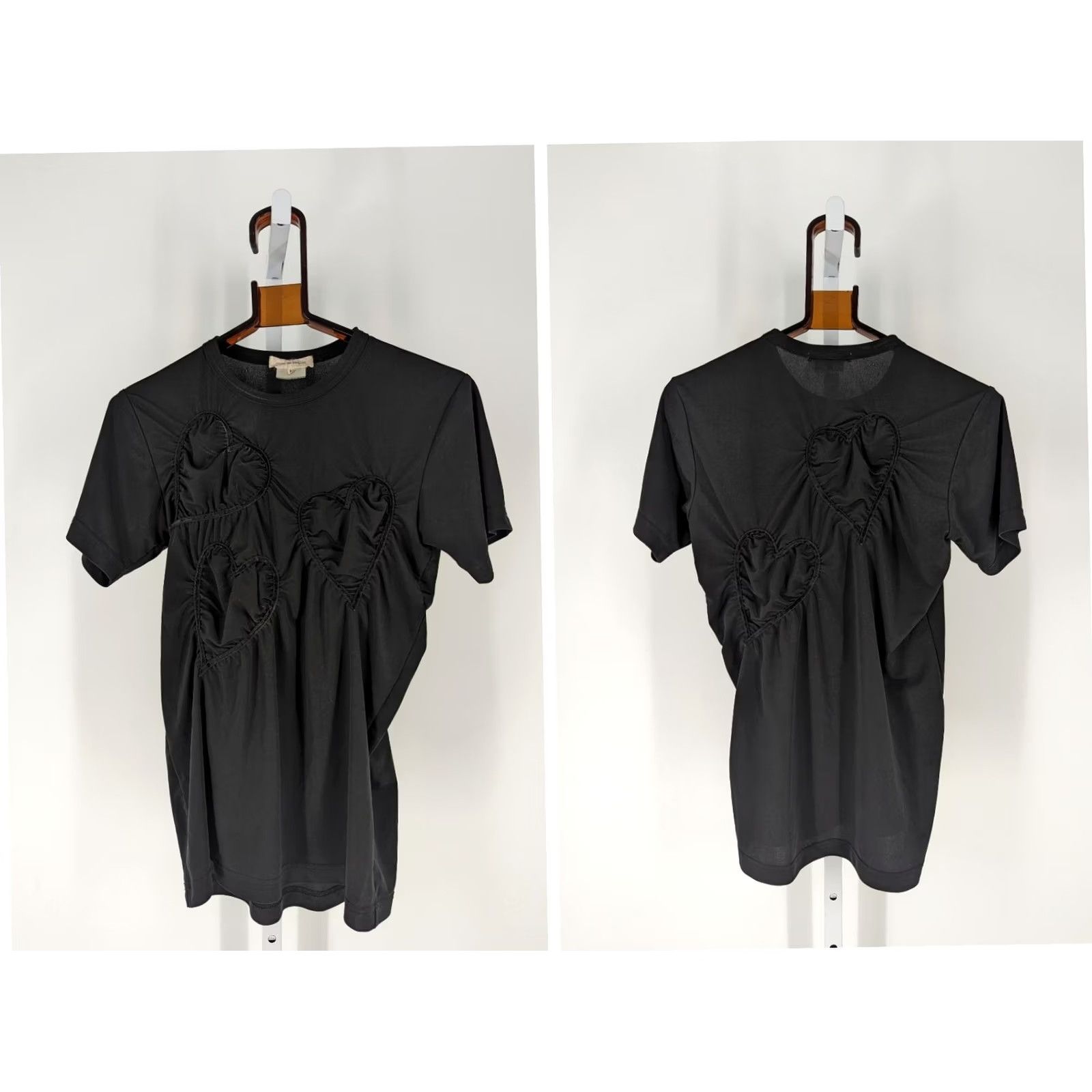 Comme des Garcons Girl VINTAGE Comme design Garcons Bodycon Shirt Black Heart Sculptural Hearts Crewneck Women M Shirt Size M / US 6-8 / IT 42-44 - 2 Thumbnail
