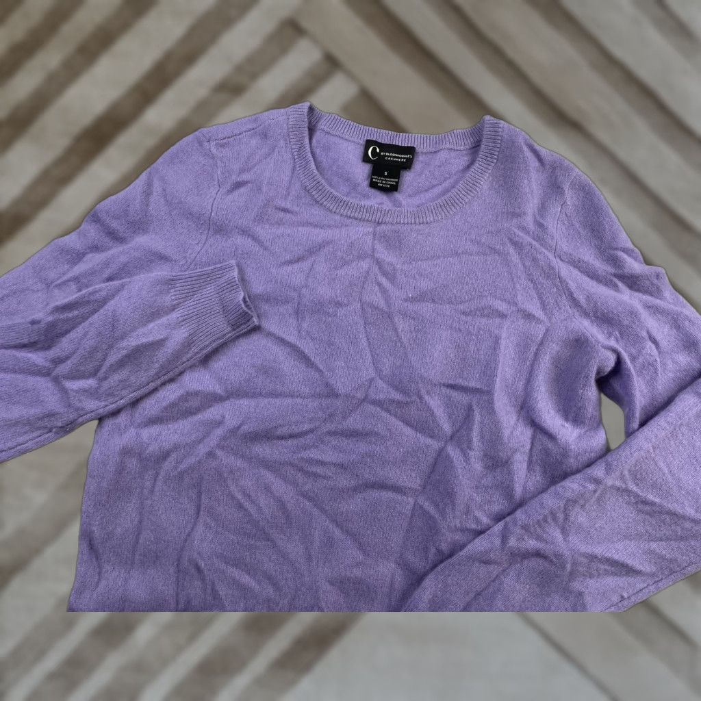 Bloomingdale's C by Bloomingdales 100% Cashmere Purple Crewneck Sweater Size S Women Pullover Knit Long Sleeve Regular Crew Neck Vintage: No Size S / US 4 / IT 40 - 1 Thumbnail