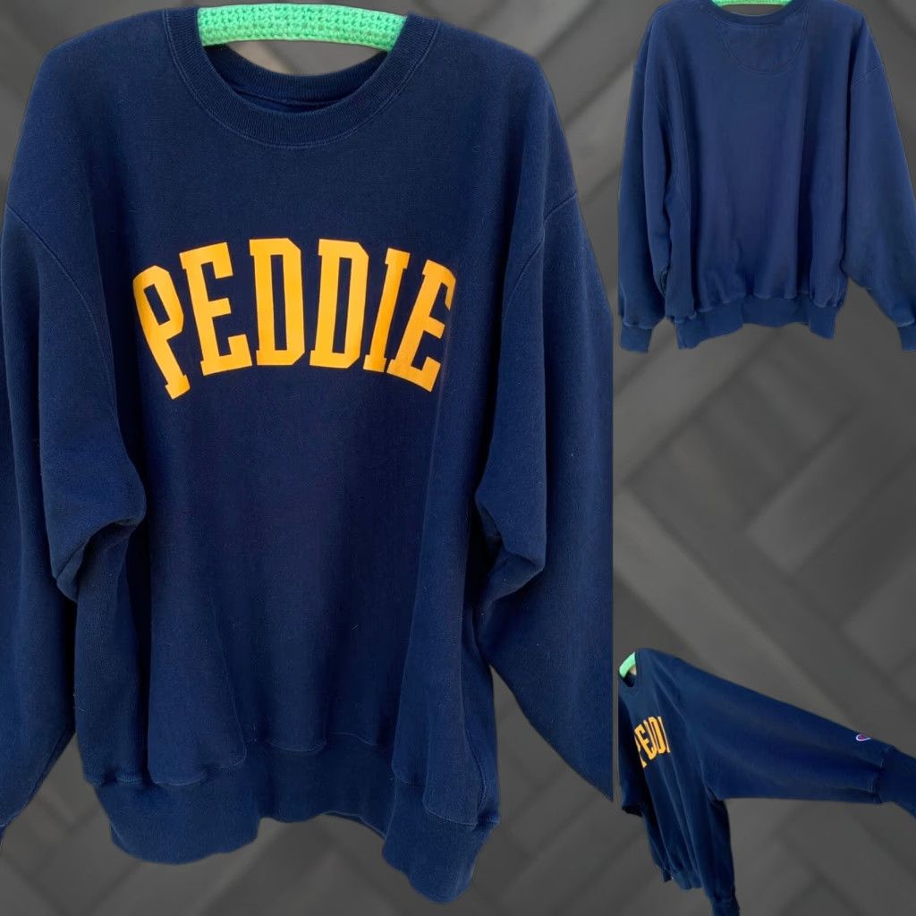 Champion VINTAGE PEDDIE Champion Reverse Weave XL Long Sleeve Pullover Sweatshirt Blue Men Regular Graphic Print School Pattern Size US XL / EU 56 / 4 - 1 Thumbnail