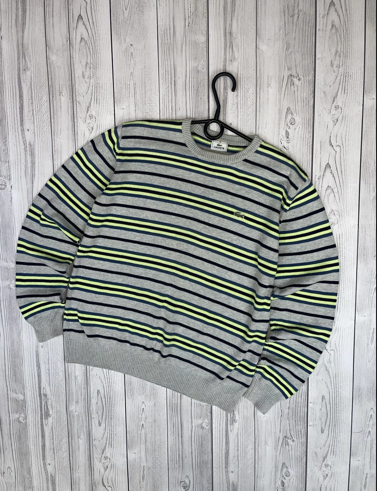 Lacoste Vintage striped Lacoste sweater size XL logo Size US XL / EU 56 / 4 - 1 Thumbnail