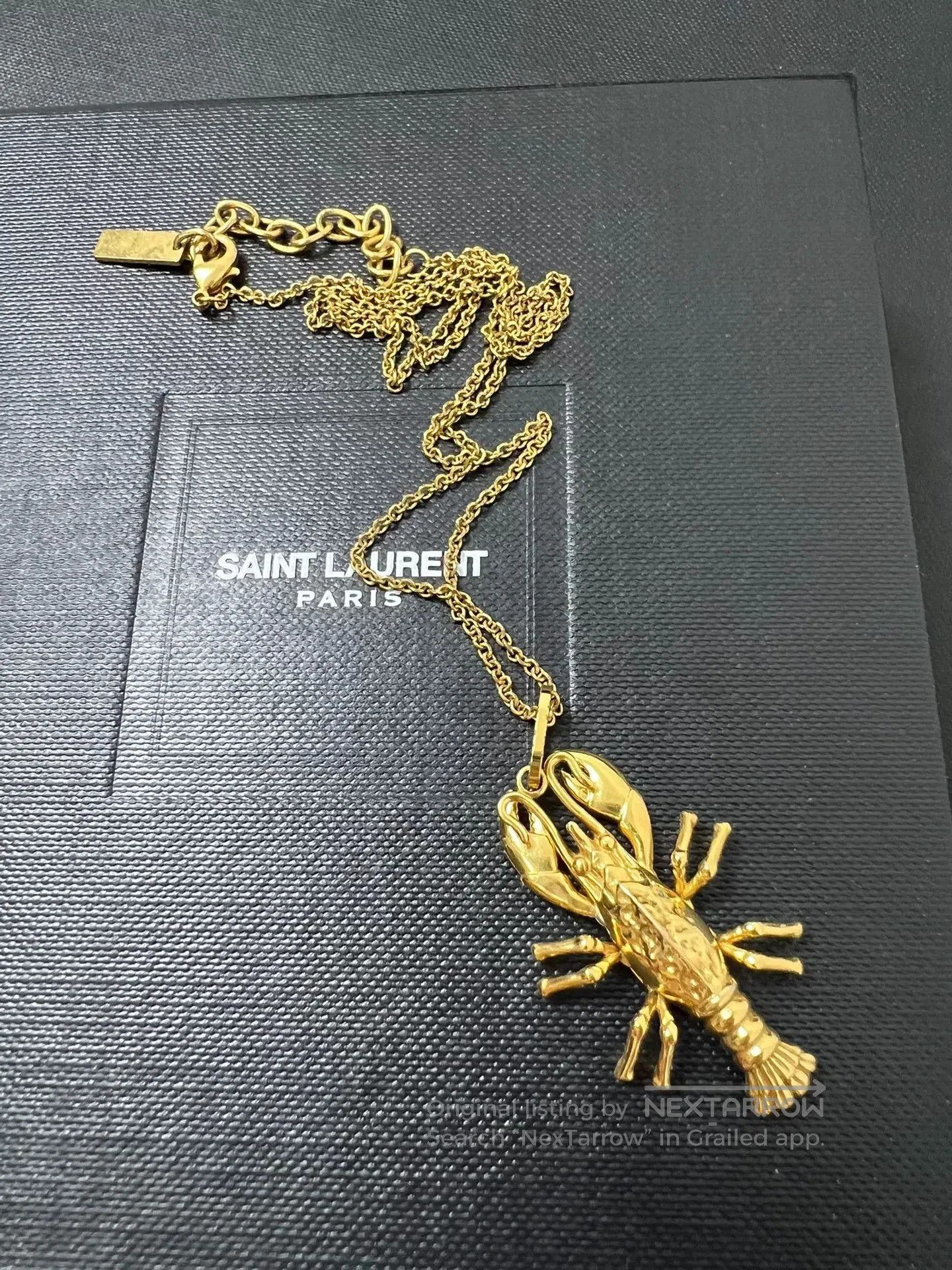 Saint Laurent Paris Saint Laurent Gold Lobster Pendant Necklace. Size ONE SIZE - 3 Thumbnail