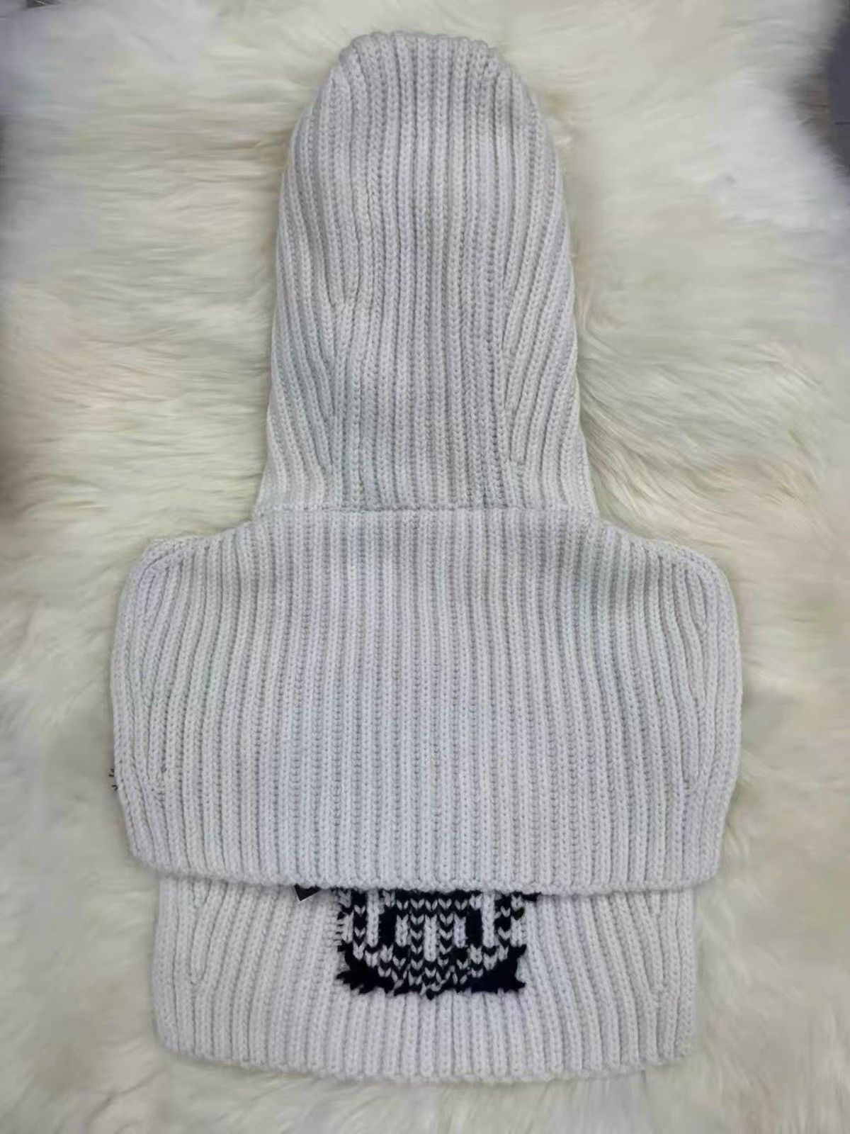 Prada Prada Logo Intarsia Knit Balaclava White Size ONE SIZE - 2 Thumbnail