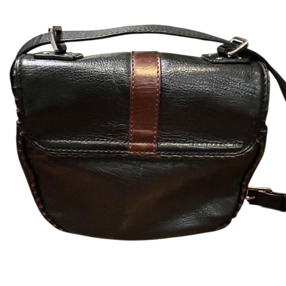 Vintage Botkier black leather crossbody bag brown trim Flap closure Size ONE SIZE - 2 Thumbnail